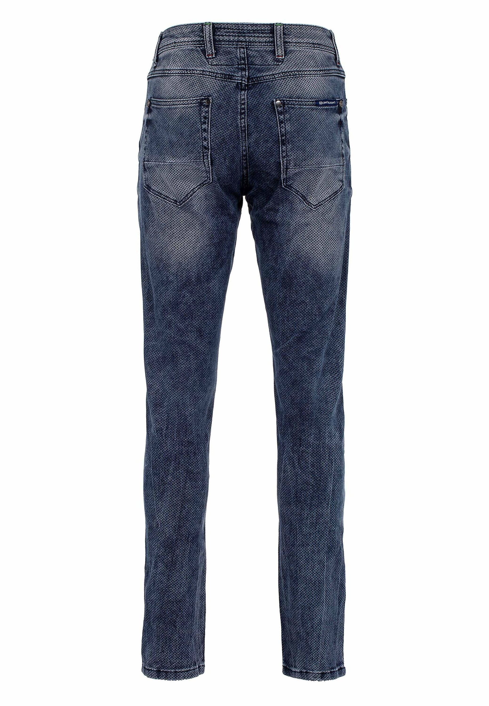 Slim-fit-Jeans CIPO & BAXX "Jeans", Herren, Gr. 40, Länge 32, blau, 98% Baumwolle 2% Elasthan, unifarben, slim fit lang, Jeans Slim-fit-Jeans, mit Allover-Gitter-Musterung, CD543 3