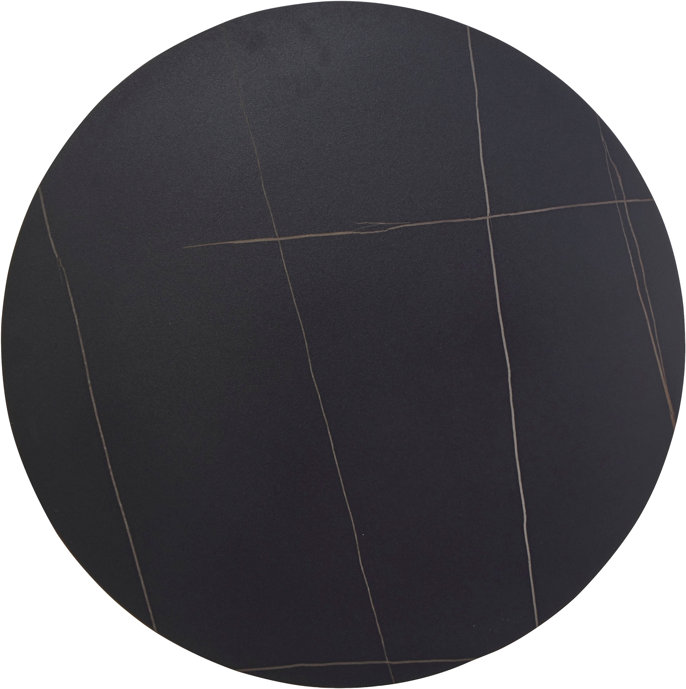 OTTO home Esstisch »Freya« 1 Stk. tlg. Runder Tisch 90cm in Sinterstein, Black Copper mit schwarzem Säulenfuß
