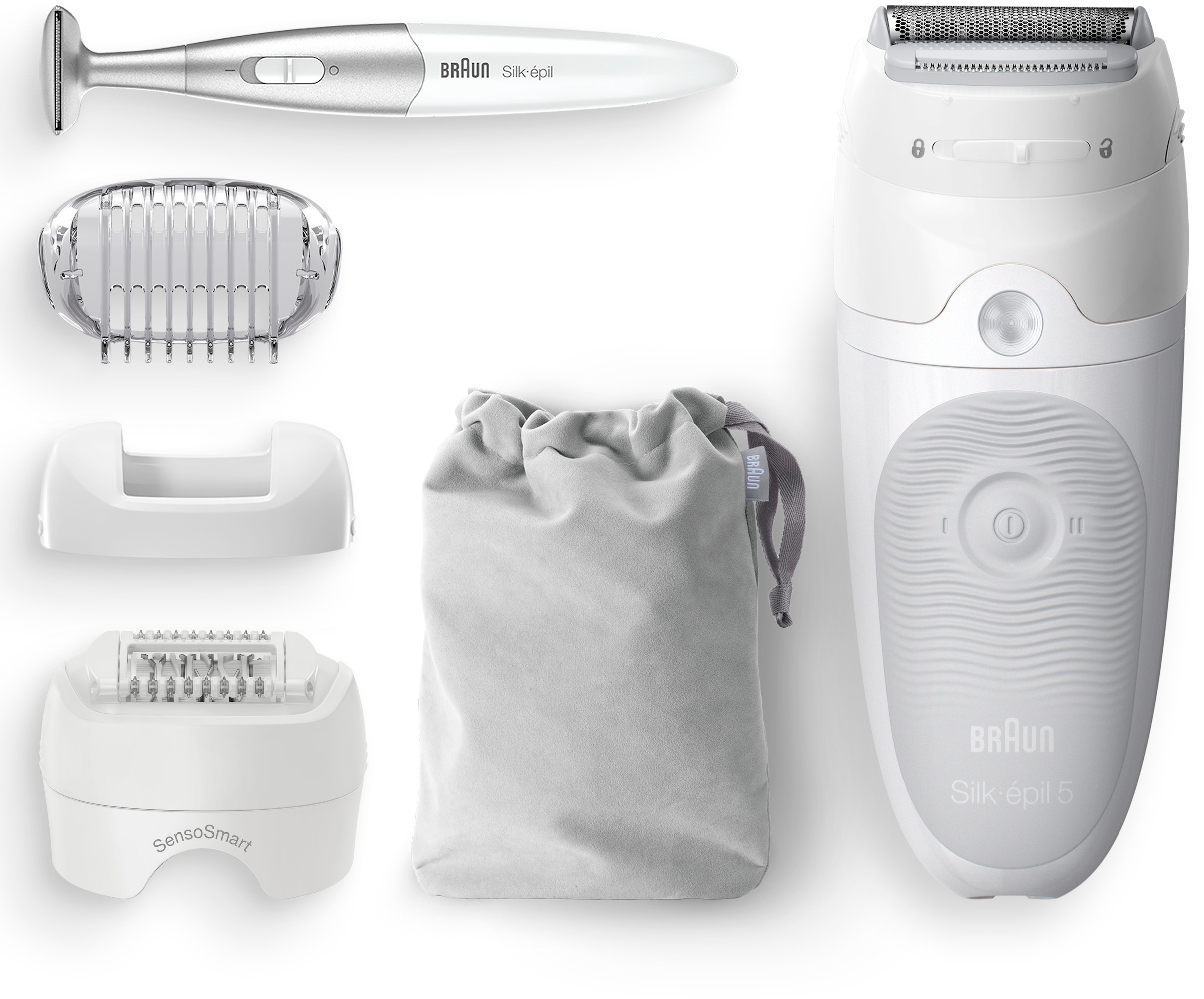 Braun Epilierer »Silk-épil 5 5-805«, 3 St. Aufsätze, Micro-Grip-Pinzetten-Technologie, Wet & Dry-Epilation, Drehkopf