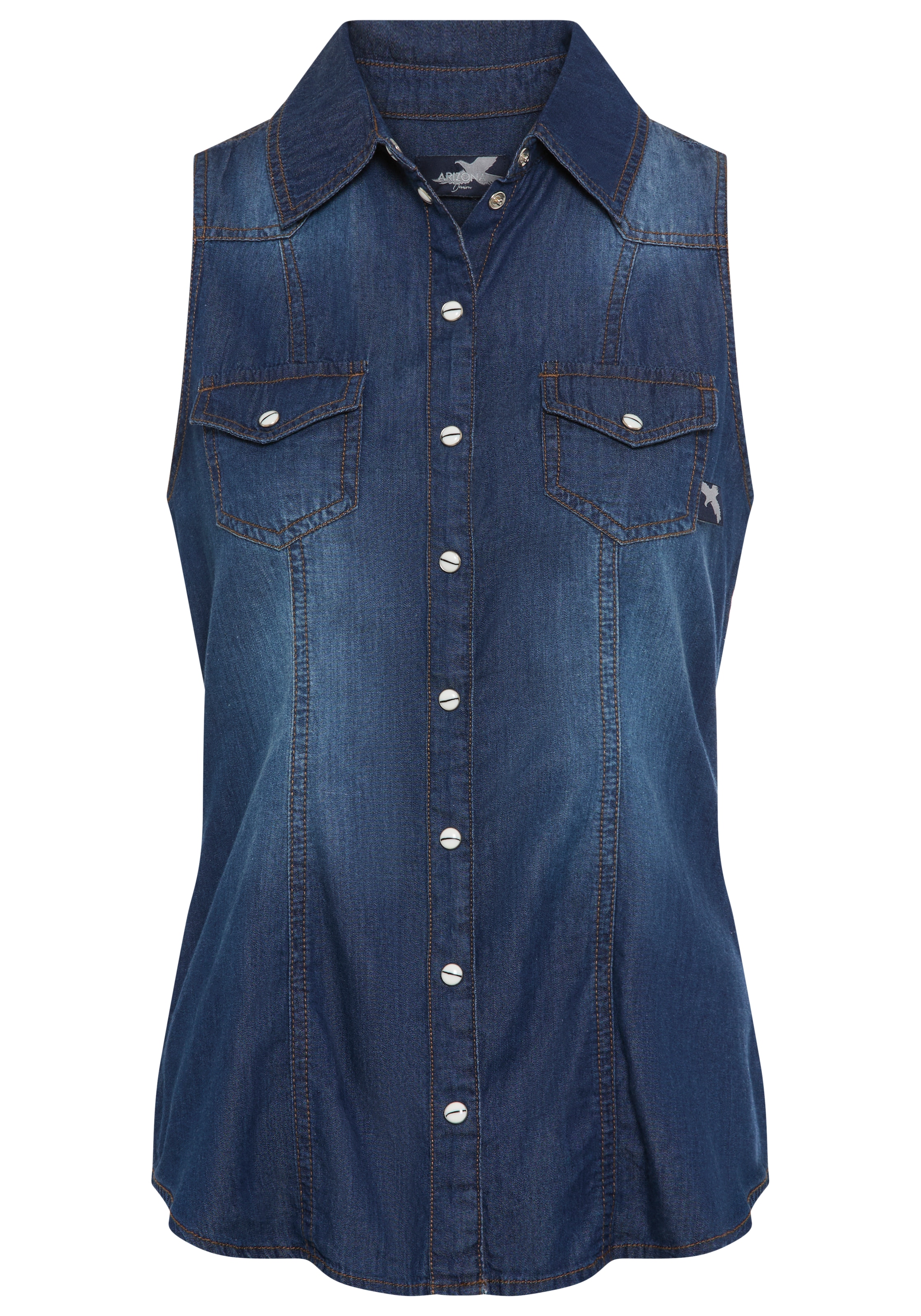 Arizona Jeansbluse, mit Knöpfen in Perlmuttoptik