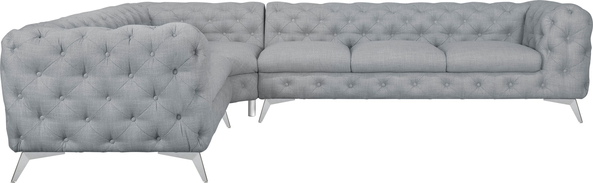 Leonique Chesterfield-Sofa "Ecksofa GLYNIS L-Form mit Wellenunterfederung, günstig online kaufen