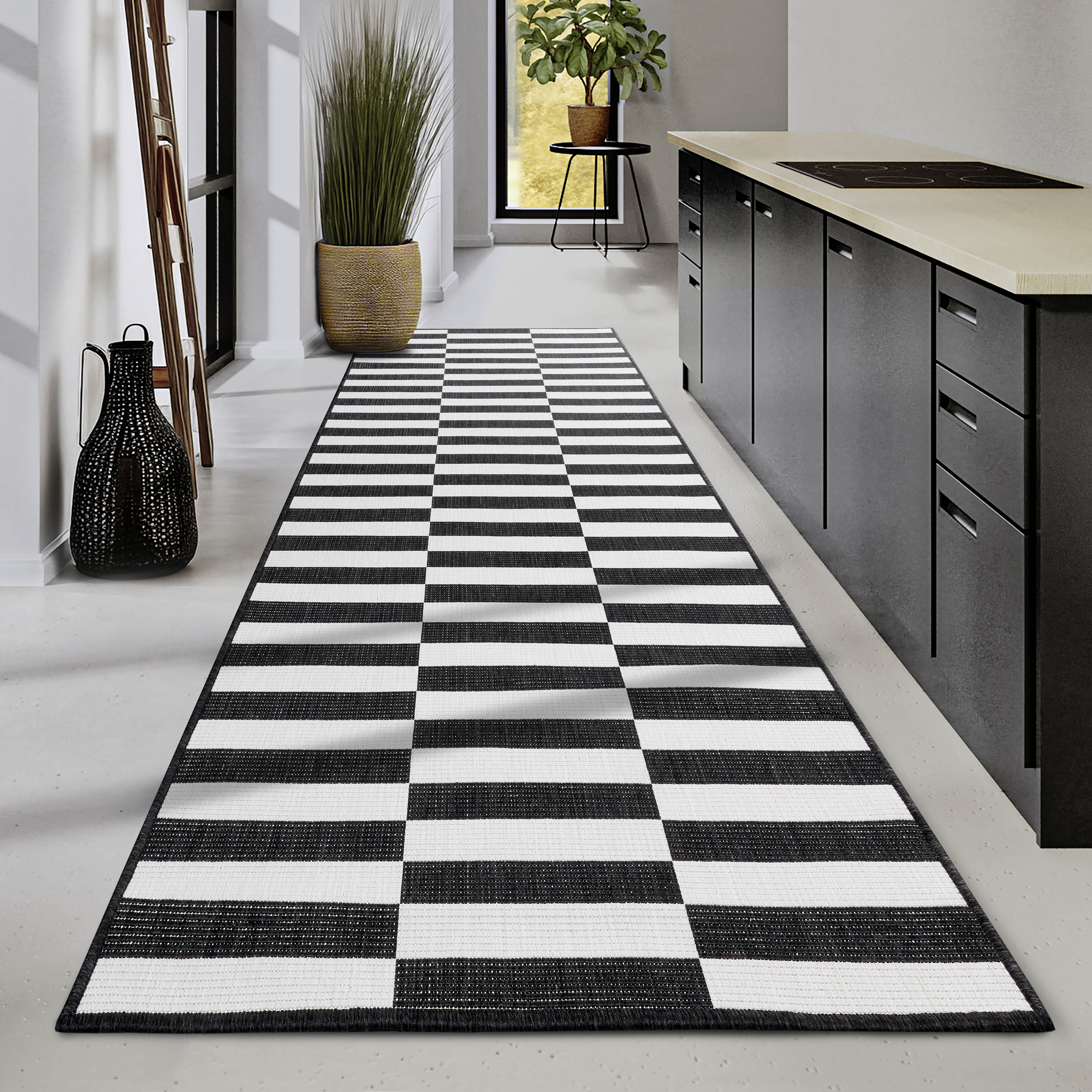 HANSE Home Sisalteppich "Viela Outdoor Wendeteppich, auch als Läufer erhältlich" rechteckig 5 mm Höhe schwarz weiß, Flachgewebe, Balkon, Wohnzimmer, In-Outdoor, wasserfest