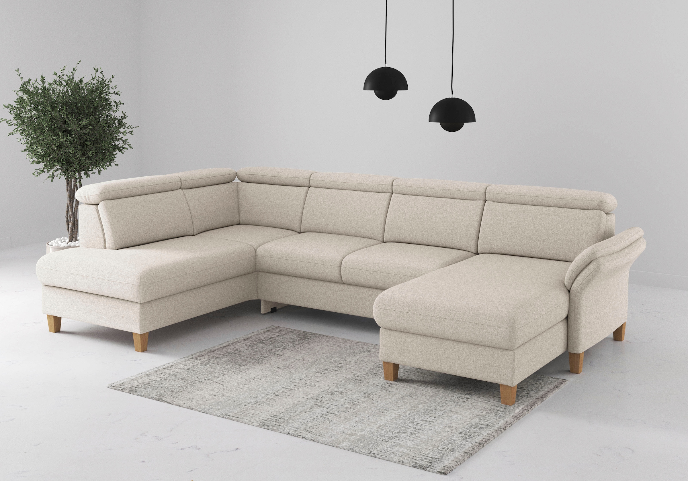 Home affaire Wohnlandschaft "Glendale, U-Form" inkl. Kopfteilverstellung, w günstig online kaufen