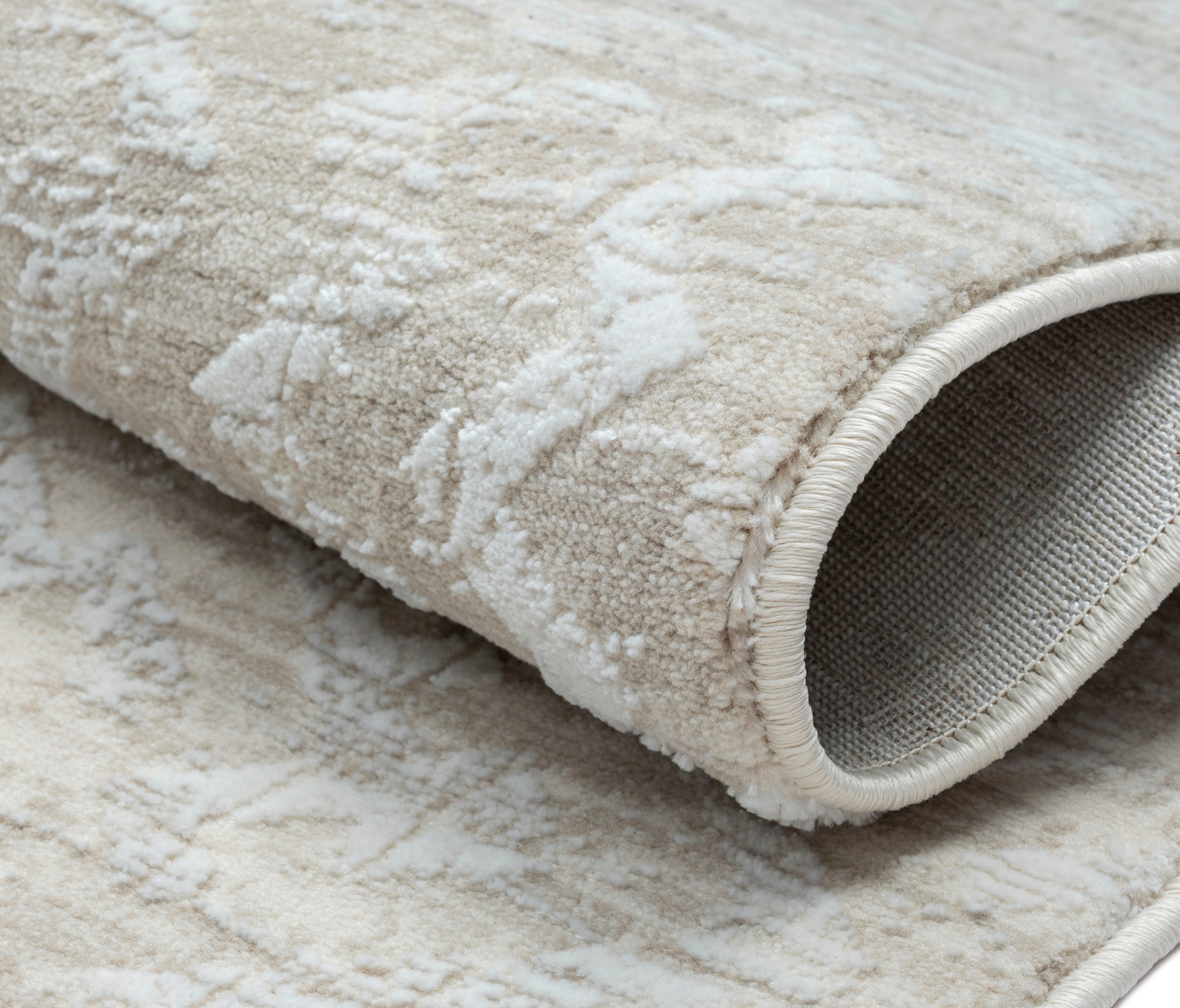 Teppich "My Type 2, LAGERRÄUMUNG", beige (cream, hellgrau, weiß), B:80cm H:10mm L:150cm, Polyester, MYFLAIR MÖBEL & ACCESSOIRES, Teppiche, Teppich, Kurzflor, Ethno-Style, besonders weich durch Microfaser, mit Fransen 3