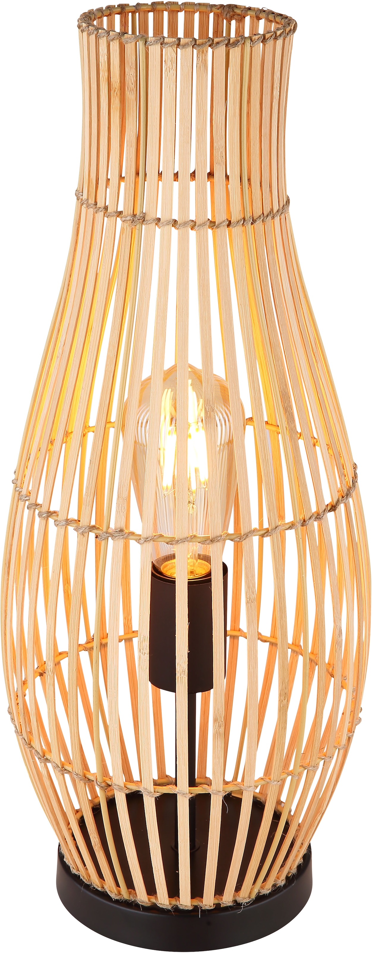 GLOBO LIGHTING Tischleuchte »LAGLIO«, Leuchtmittel E27 | ohne Leuchtmittel, Tischlampe/Schlafzimmer/Wohnzimmer/bambus/Hanf braun
