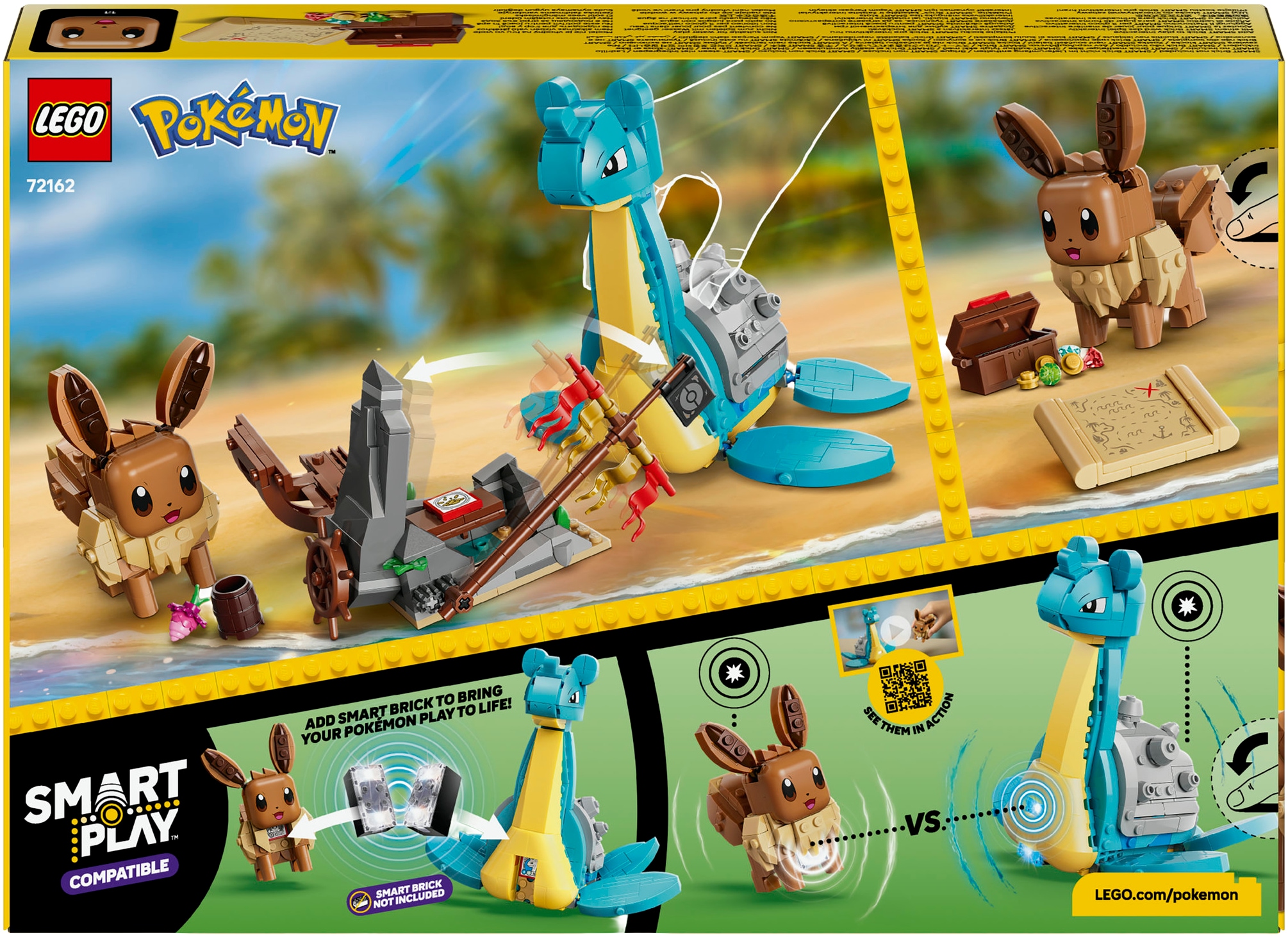 LEGO® Konstruktionsspielsteine »SMART Play™  Evoli und Lapras auf Schatzsuche (72162), LEGO Pokémon« Mit SMART Brick kombatibel (nicht enthalten)