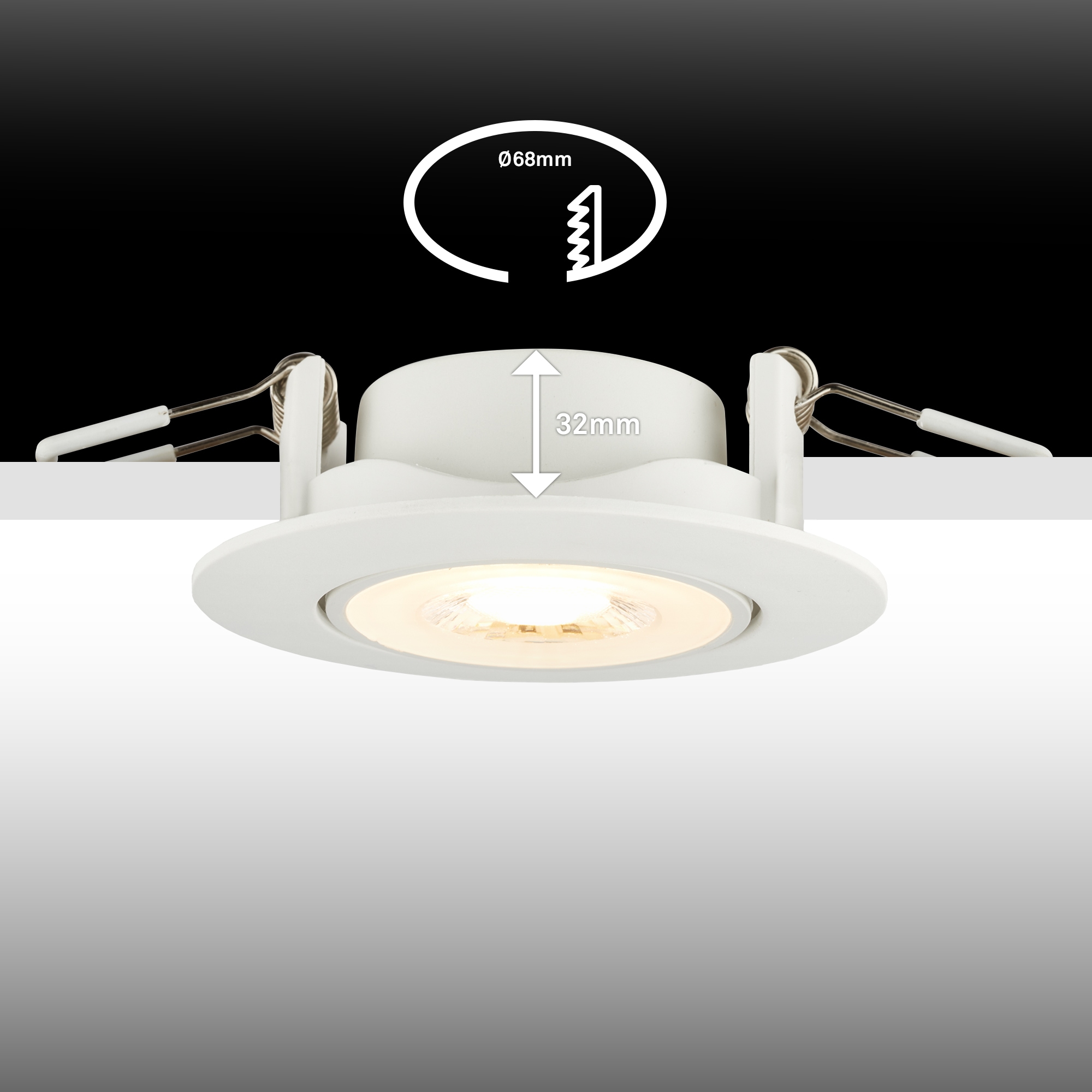 Briloner Leuchten LED Einbauleuchte »BESI« LED-Board 6 Stk. Warmweiß Einbauleuchten 8 x 3,2 cm Weiß 5 W Wohnzimmer Schlafzimmer 6er-Set