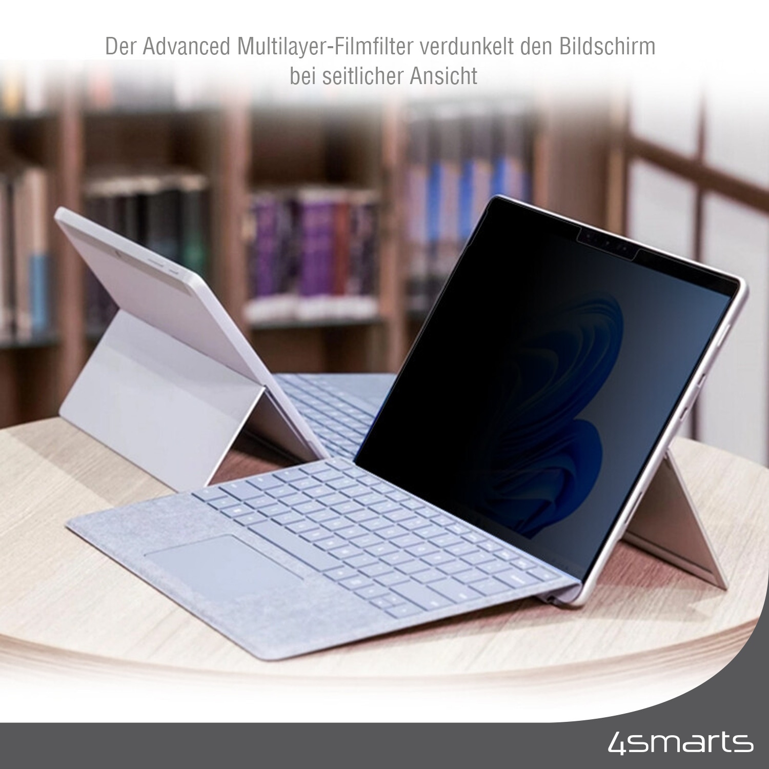 4smarts Displayschutzglas »Magnetischer Privacy Filter«, für Microsoft Surface Laptop 5 15 Zoll, Blickschutz, einfache Installation, kratzfest, stoßfest