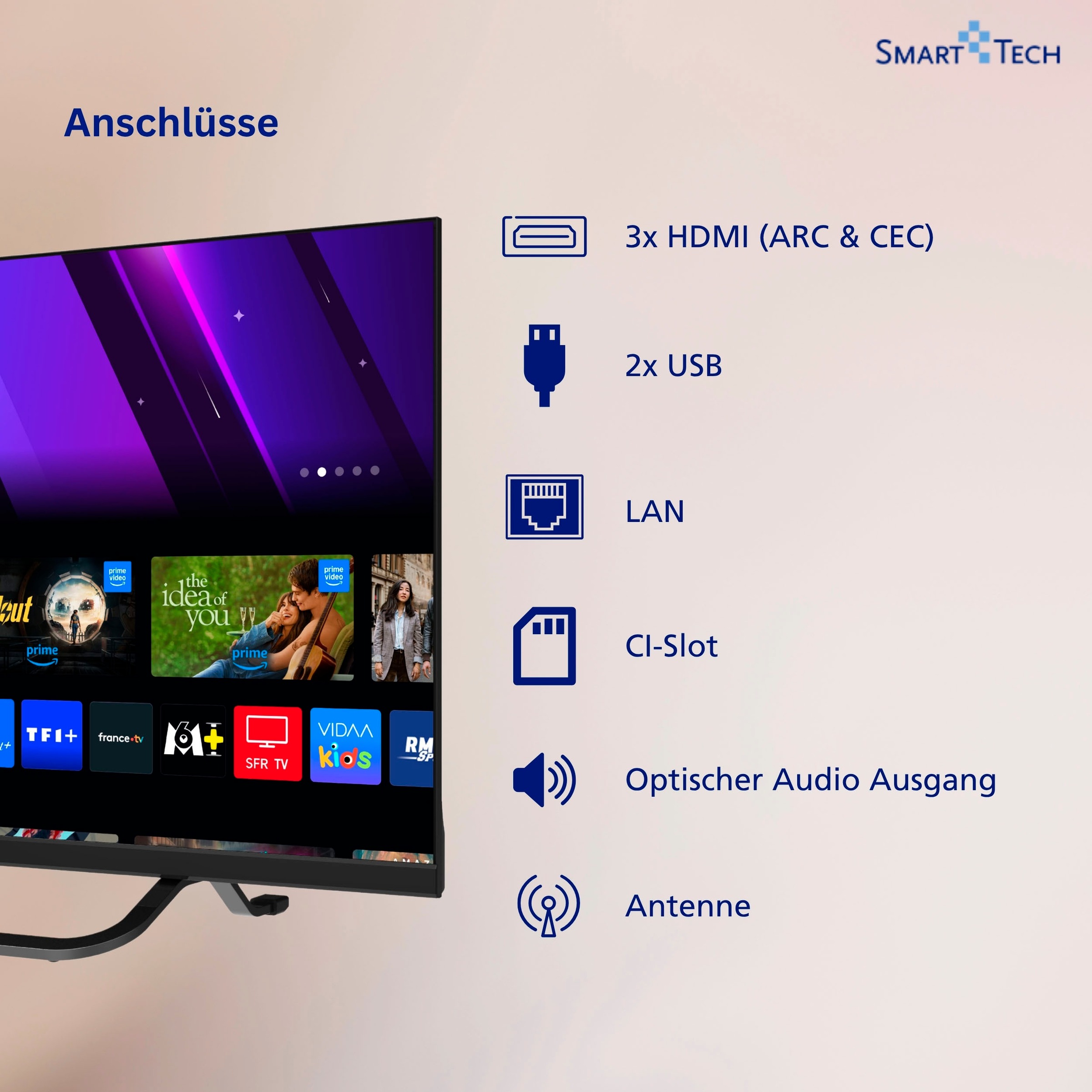 Smart Tech LED-Fernseher »24HV02V« 60 cm/24 ″ HD ready Smart-TV