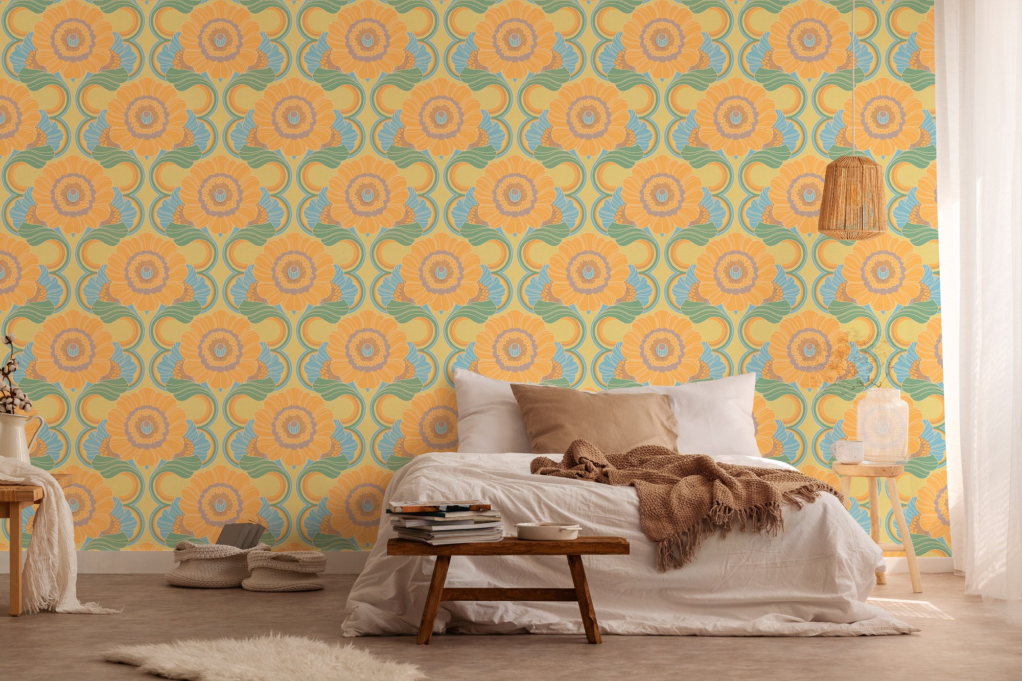 A.S. Création Vliestapete »Retro Chic Blumen-Tapete Mustertapete Vintage Blumen« matt strukturiert Vliestapete Blattmuster für Schlafzimmer Küche Wohnzimmer Blumen Flur