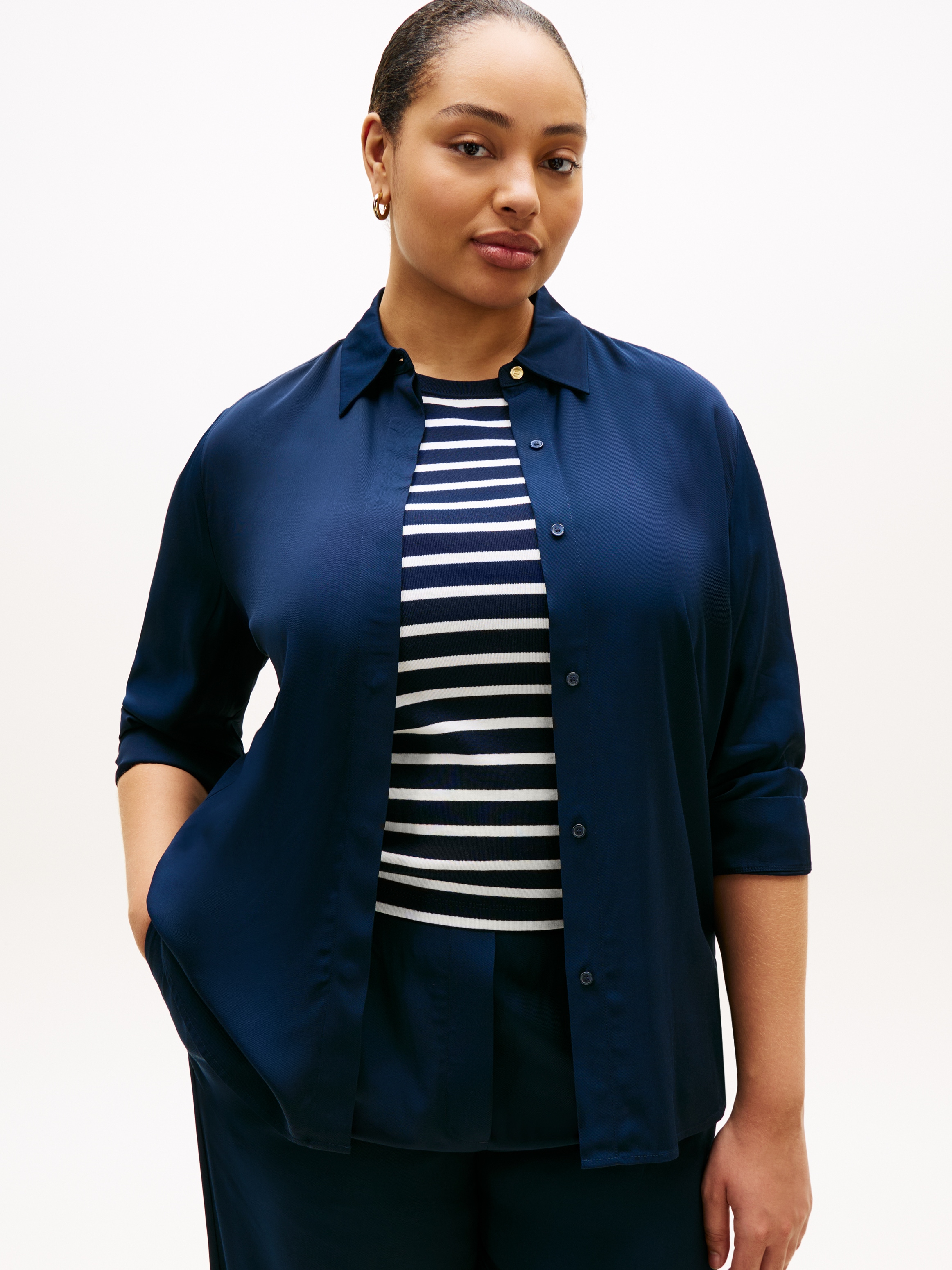 Tommy Hilfiger Curve Hemdbluse "CRV VIS TWILL BUTTON UP SHIRT" in großen Gr günstig online kaufen