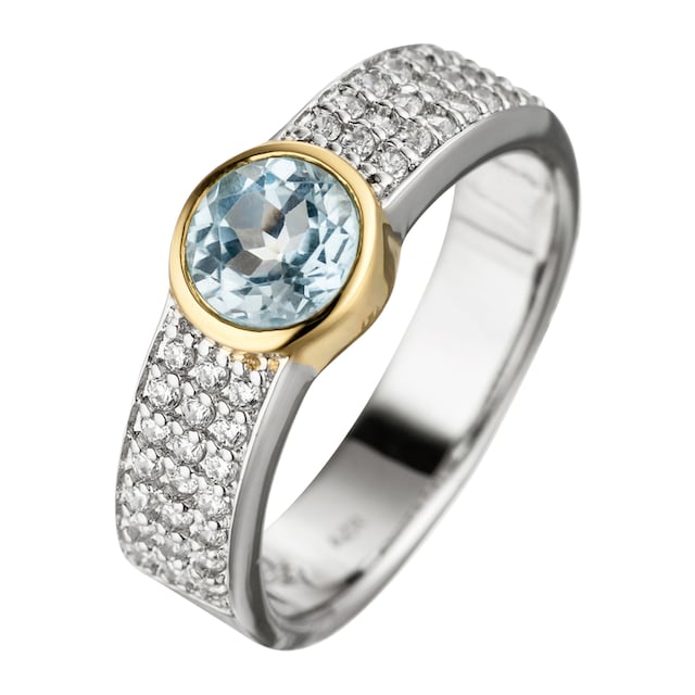 JOBO Fingerring, 925 Silber bicolor vergoldet Blautopas Zirkonia online  kaufen | BAUR