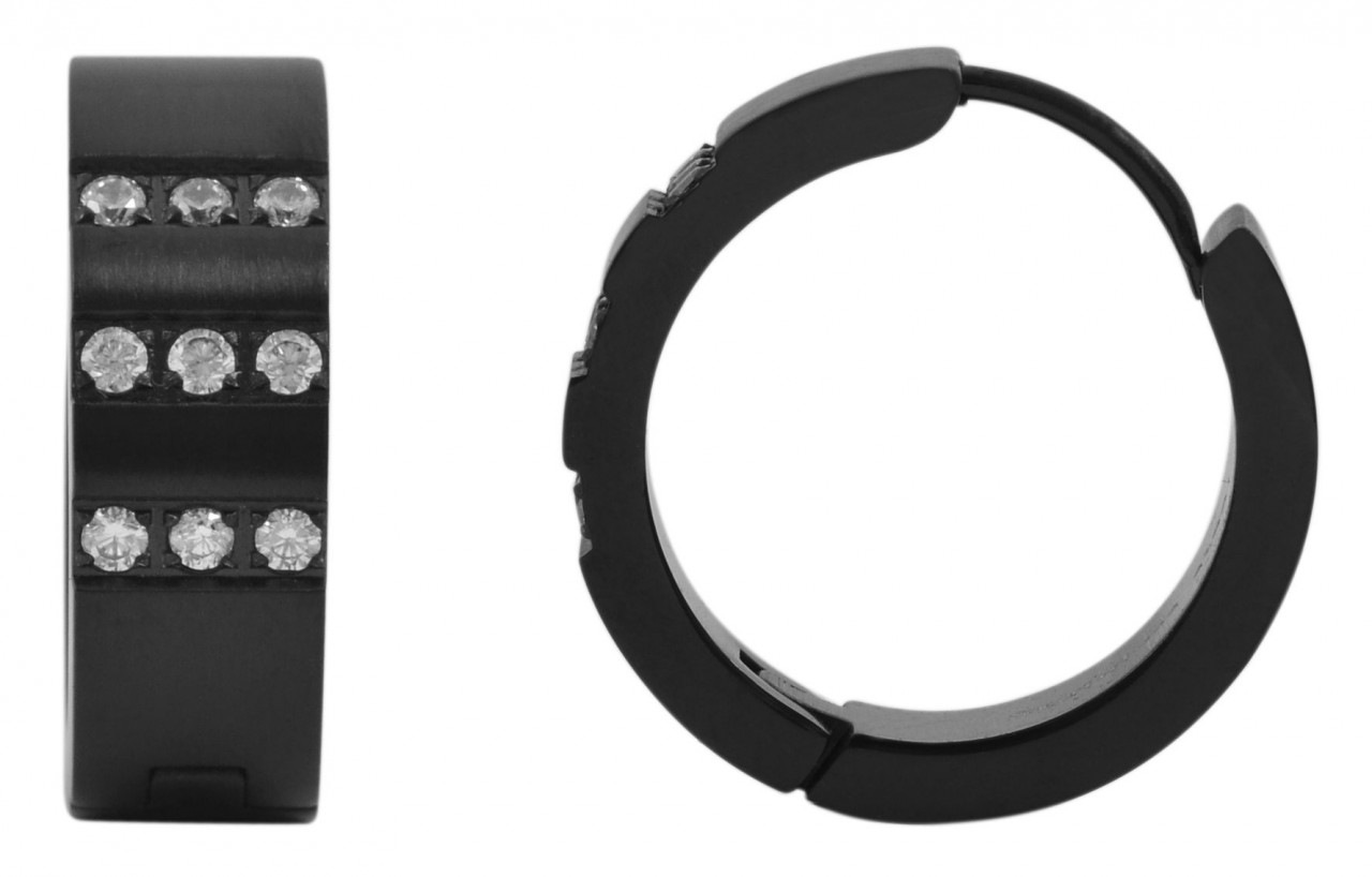 Paar Creolen ADELIA´S "Damen Creolen aus mattem Edelstahl und Strass Ø 16 mm", silber, Ohrringe, Damen, Damen, Edelstahl