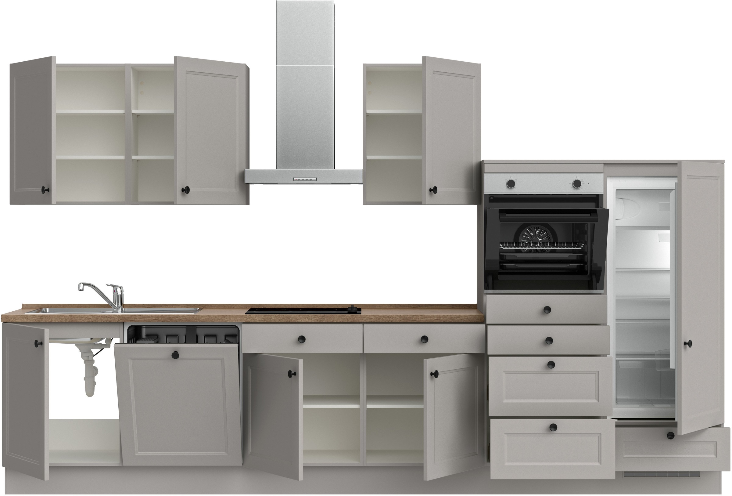 nobilia® Küchenzeile »"Cascada I"«, vormontiert, Ausrichtung wählbar, Breite 360 cm, wahlw. mit E-Geräten