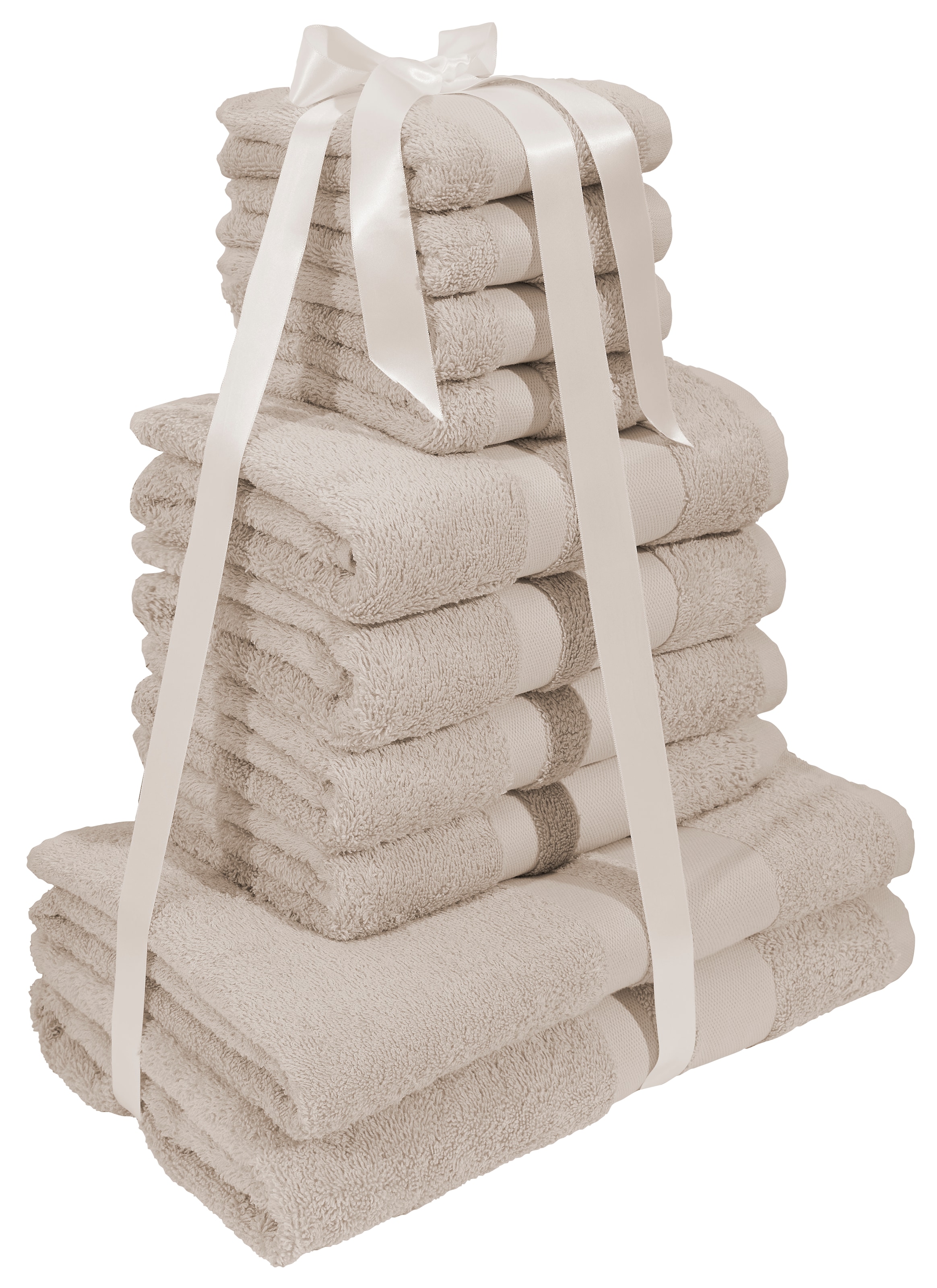 my home Handtuch Set »Vanessa, 10-tlg Handtuch-Set, in Standard- und Premium-Qualität, weich« Set 10 tlg. Walkfrottee 100% Baumwolle, Duschtücher, Handtücher, Gästetücher, mit Bordüre