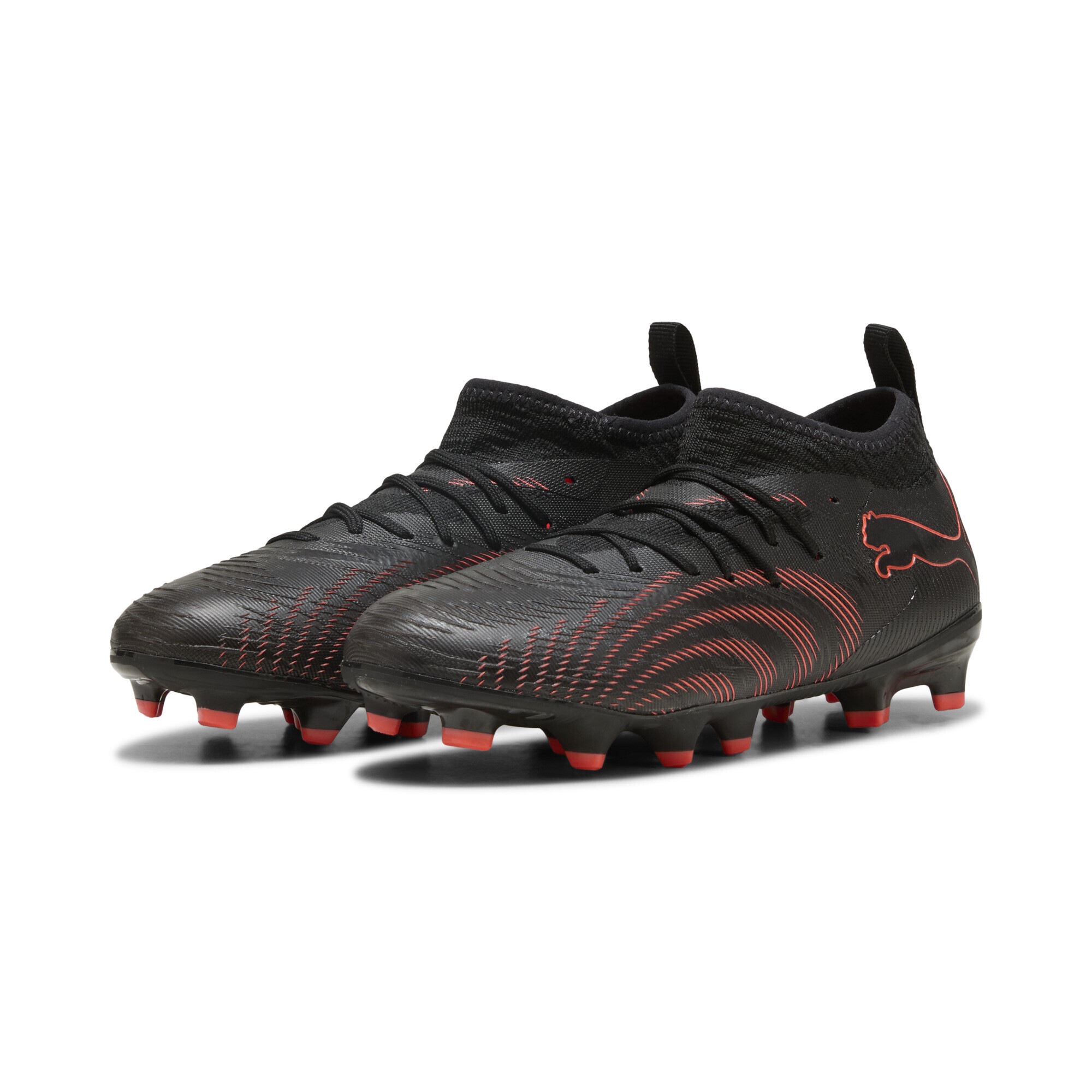 PUMA Kinder Fußballschuh "FUTURE 9 MATCH FG/AG Fußballschuhe Jugendliche", Gr. 35schwarz glowing rot strong gray, Obermaterial: Synthetik, Textil;