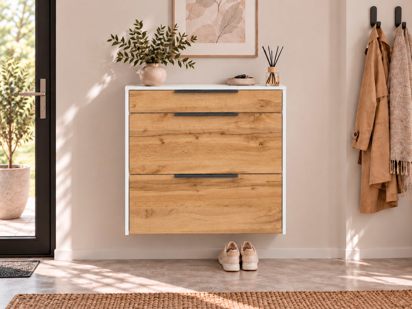 borchardt Möbel Hängeschuhschrank »Tom, Breite 89cm, bis Schuhgröße 44« Metallgriffe, 1 Schubfach, 2 Klappen