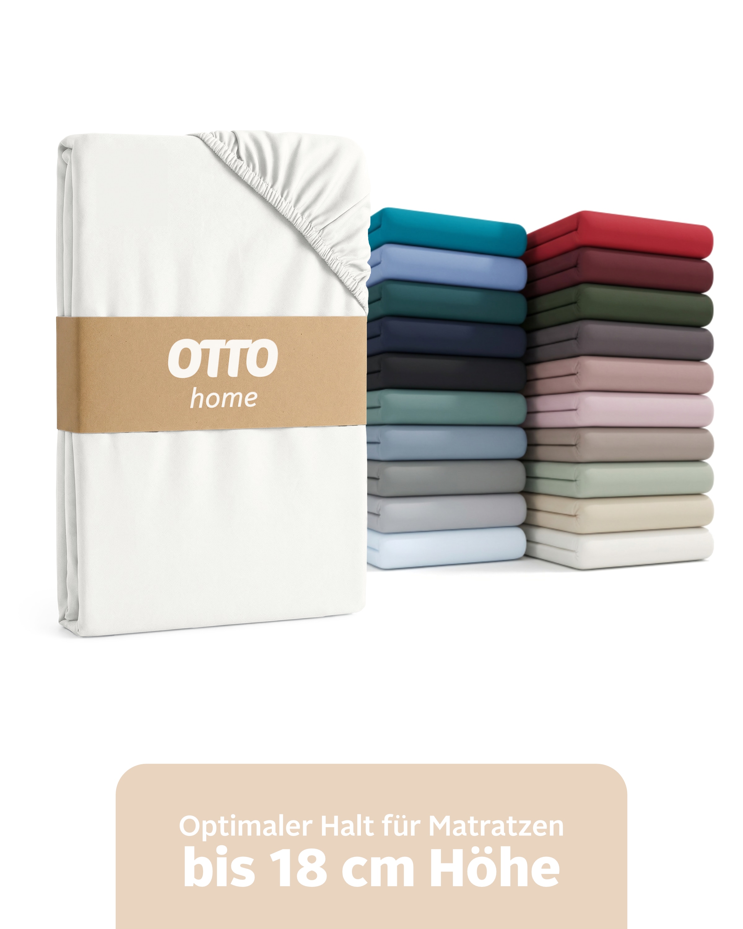OTTO home Spannbettlaken "Physalis Basic und PREMIUM Qualität, 100% Baumwolle, Jersey und Biber" Bettlaken für Matratzen bis 18 cm Höhe, Spannbetttuch, Laken