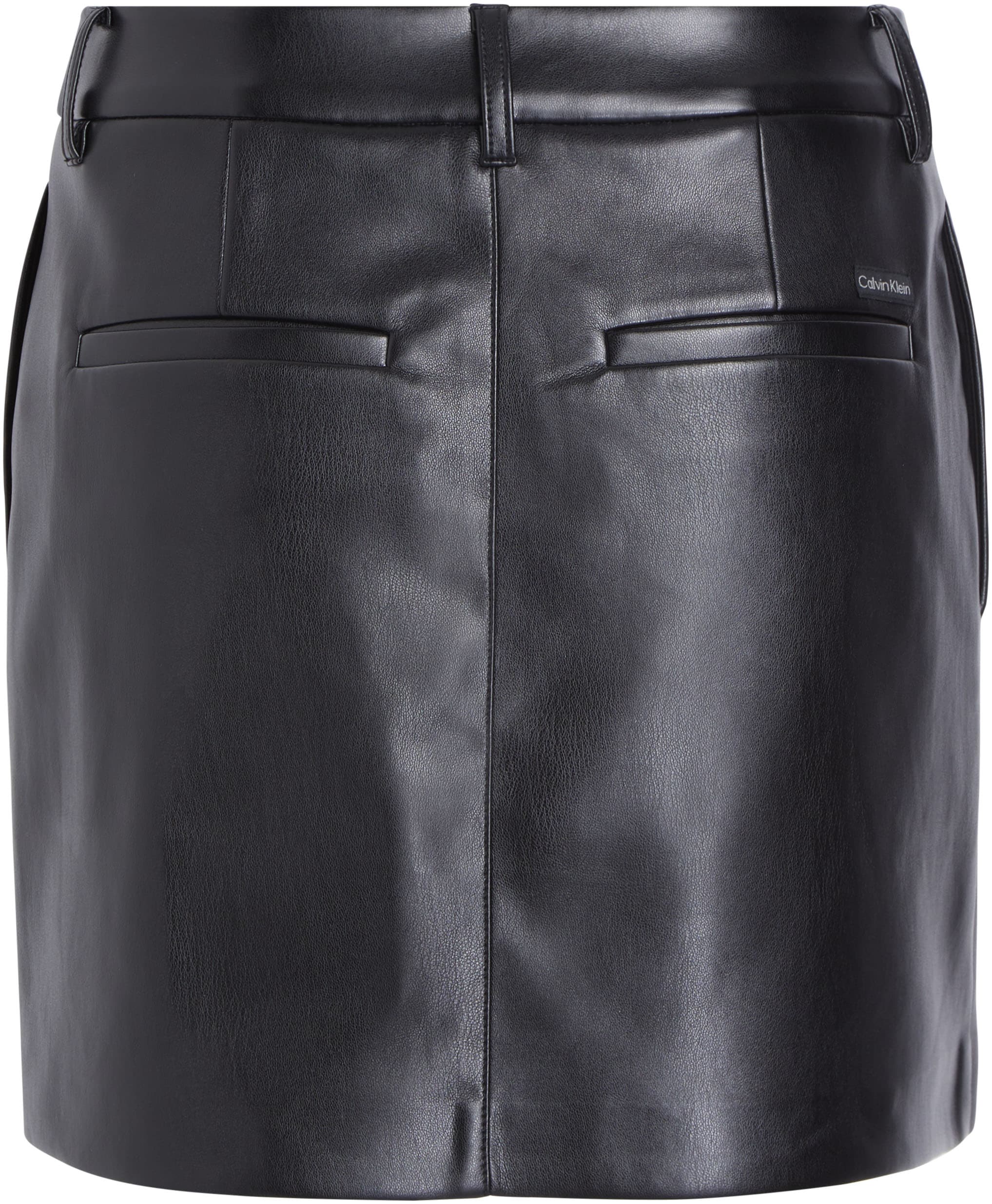 Calvin Klein Jeans A-Linien-Rock »FAUX LEATHER A-LINE MINI SKIRT«, mit Logopatch