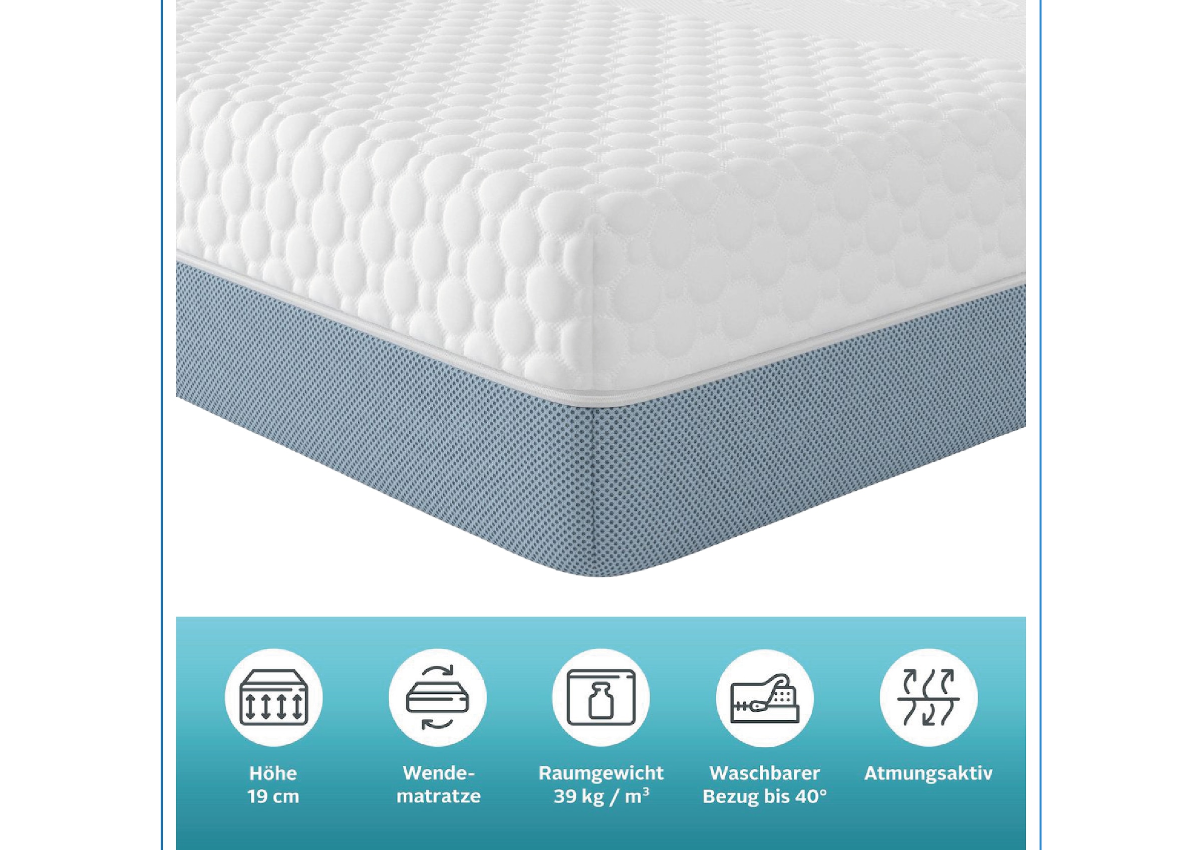 OTTO home Hybridschaum-Matratze »Flipper, 90x200 cm, 140x200 cm & mehr, langlebige Qualität (RG 39)« 19 cm hoch Raumgewicht: 39 kg/m³ 1 Stk. tlg. besondere, ergonomische Schulterzone, H2+3/H3+4/H4+H5, Wendematratze