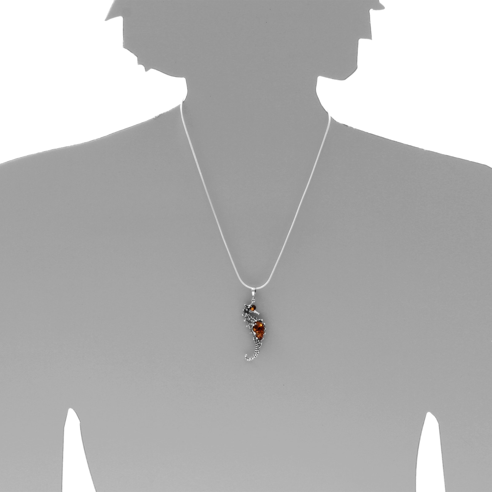 OSTSEE-SCHMUCK Kettenanhänger »- Seepferd - Silber 925/000 - Bernstein«