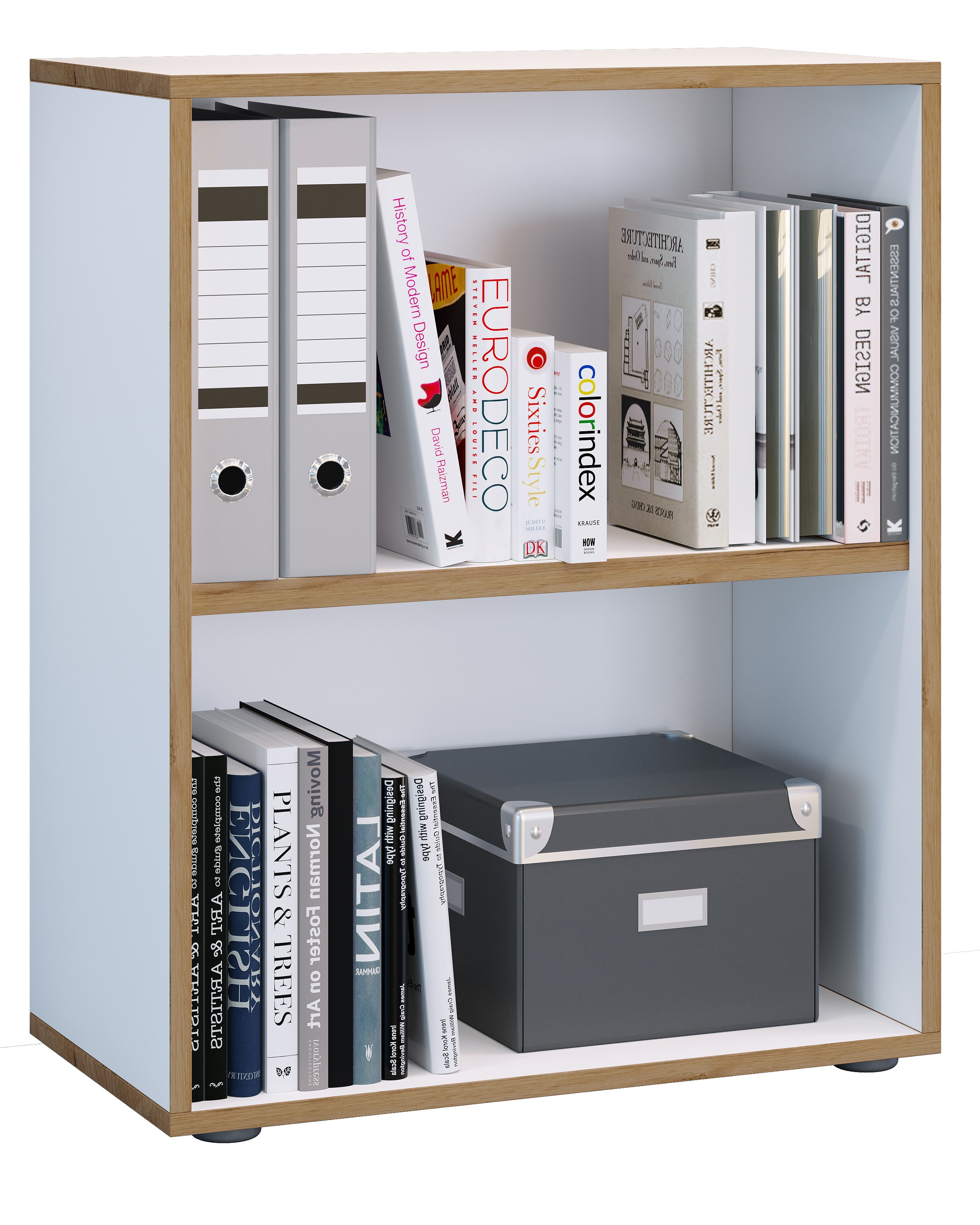 Bücherregal VCM, B:60cm T:33cmweiß, Wohnzimmer, Regale, "Holz Büro Regal Bücher Ordner Aktenregal Salia 2f"