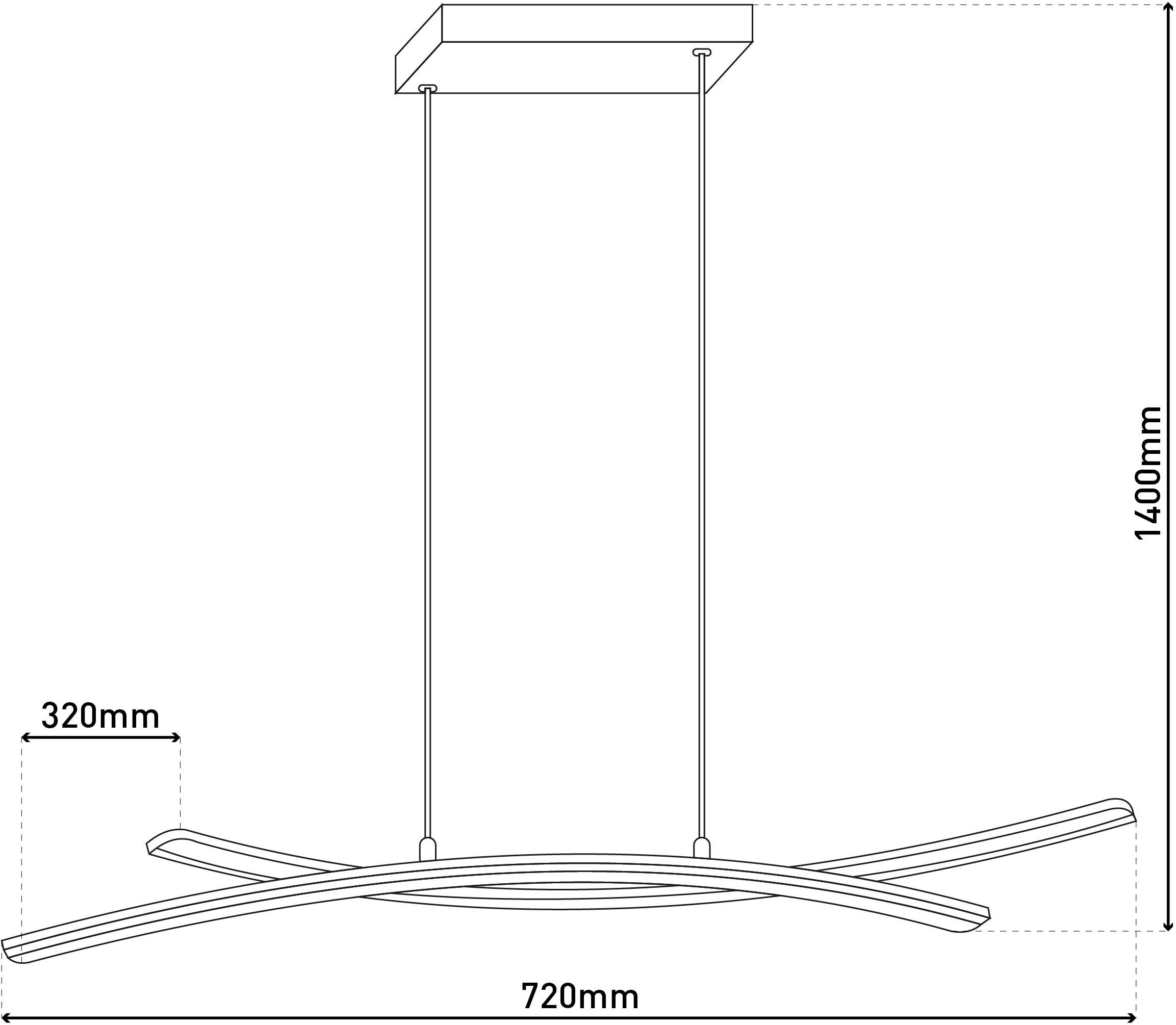 näve LED Pendelleuchte »Theo«, 1 flammig, Leuchtmittel LED-Modul | LED fest integriert, chromfarben, dimmbar mit Phasenan- und -abschnitt Dimmer, L: 72cm
