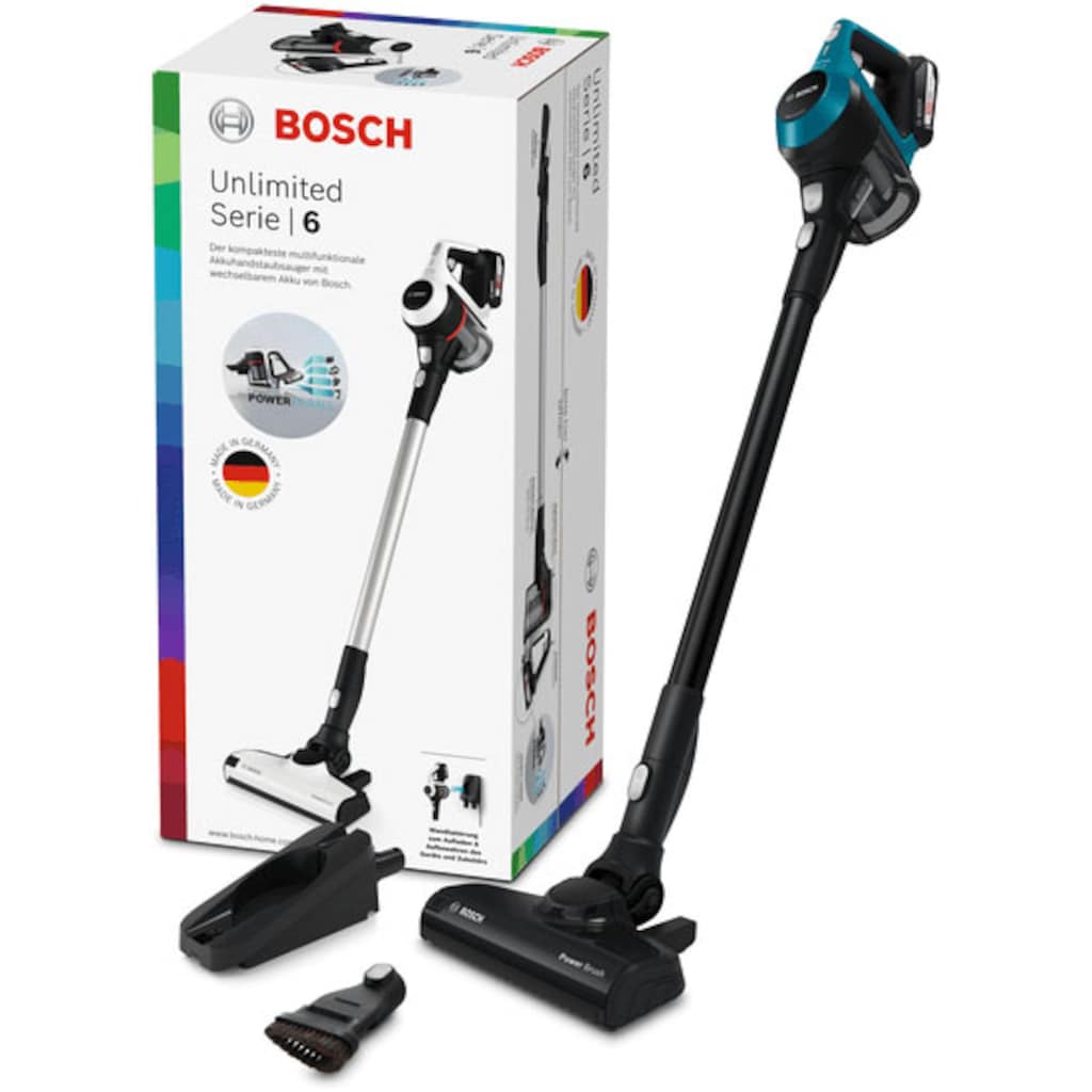 BOSCH Akku-Stielstaubsauger »Unlimited 6 BKS6111P, Hygiene-Filter, 10 Jahre Motorgarantie, leicht«