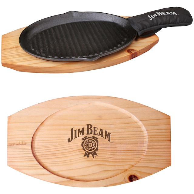Jim Beam BBQ Grillpfanne, Gusseisen, (Set), 4 Stk., inkl. Griffüberzug und  Holzuntersetzer bestellen | BAUR