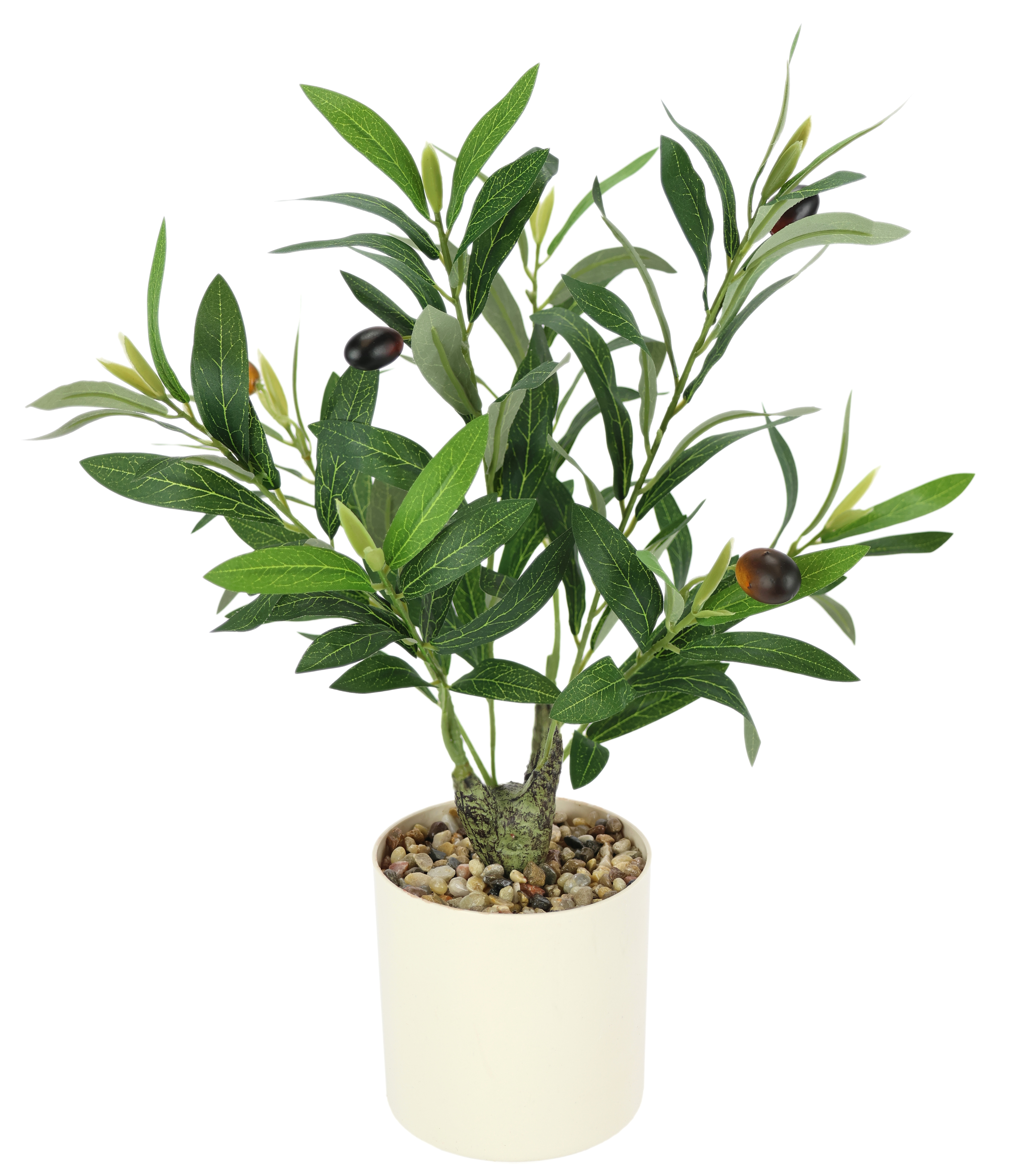 I.GE.A. Kunstpflanze "Künstlicher Olivenbaum mit schwarzen Oliven im Topf" 46cm Kunstpflanze Ölbaum Baum Kunstbaum Olivenpflanze Dekopflanze