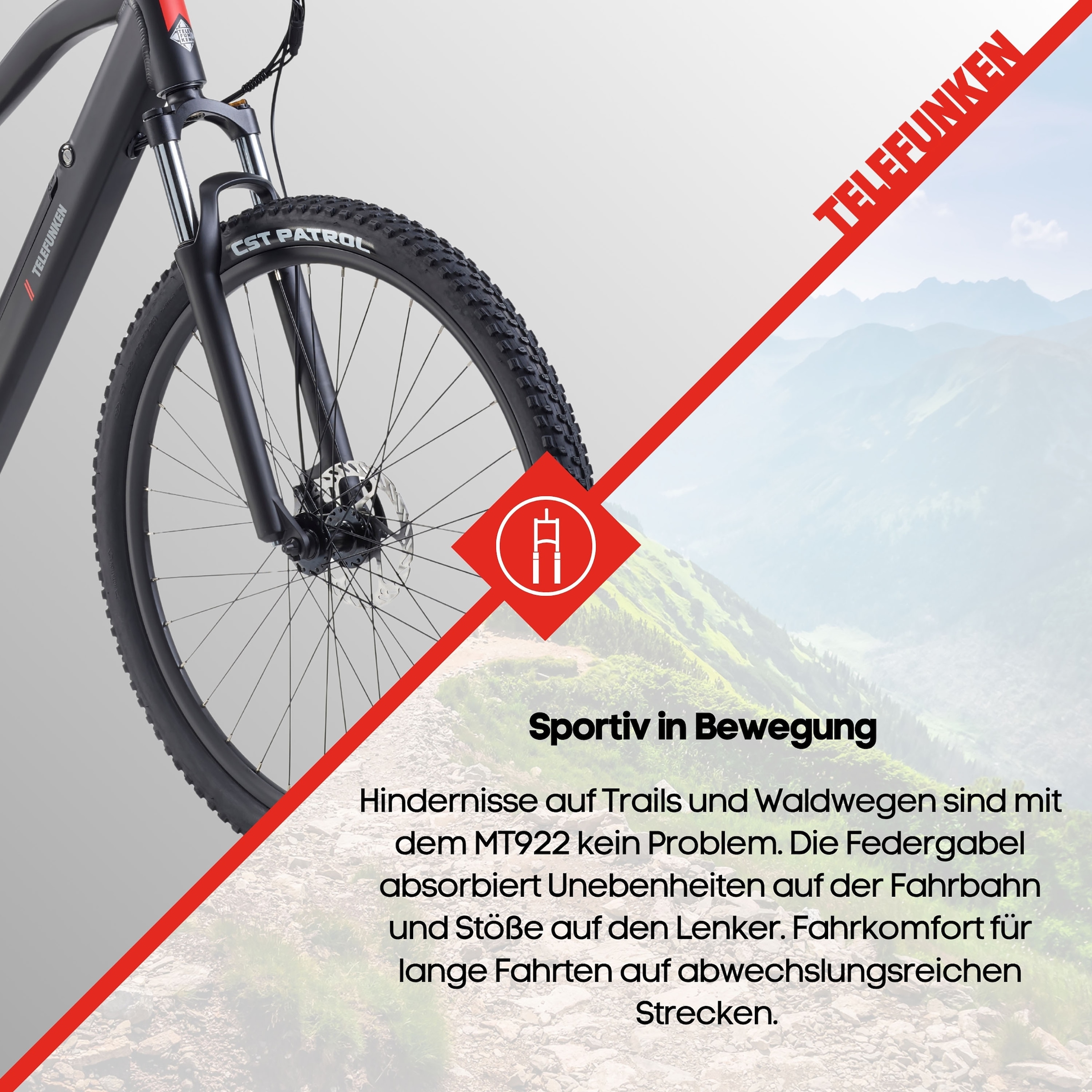 Telefunken »Aufsteiger MT922« 7 Gang Shimano TY300D Schaltwerk Kettenschaltung Heckmotor 250 W Pedelec, Elektrofahrrad, Damen u. Herren, E-MTB, Mountainbike, 29 Zoll