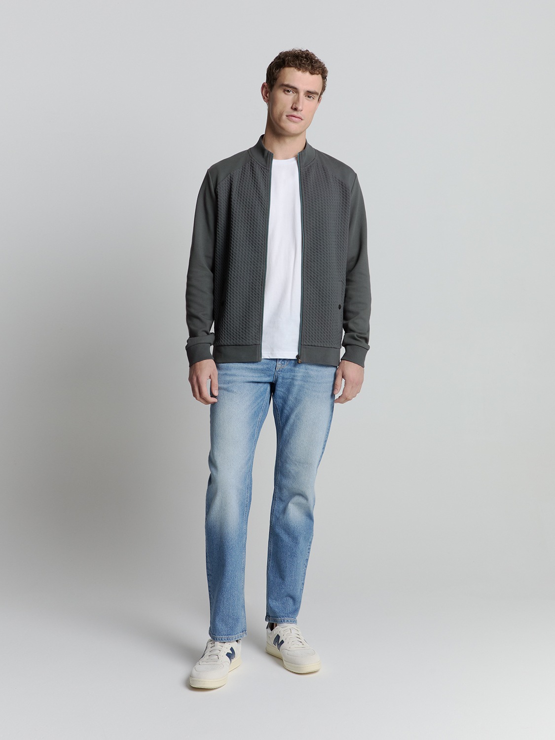 NO EXCESS Sweater »No Excess Jacquard sweatshirt mit Vollreißverschluss«