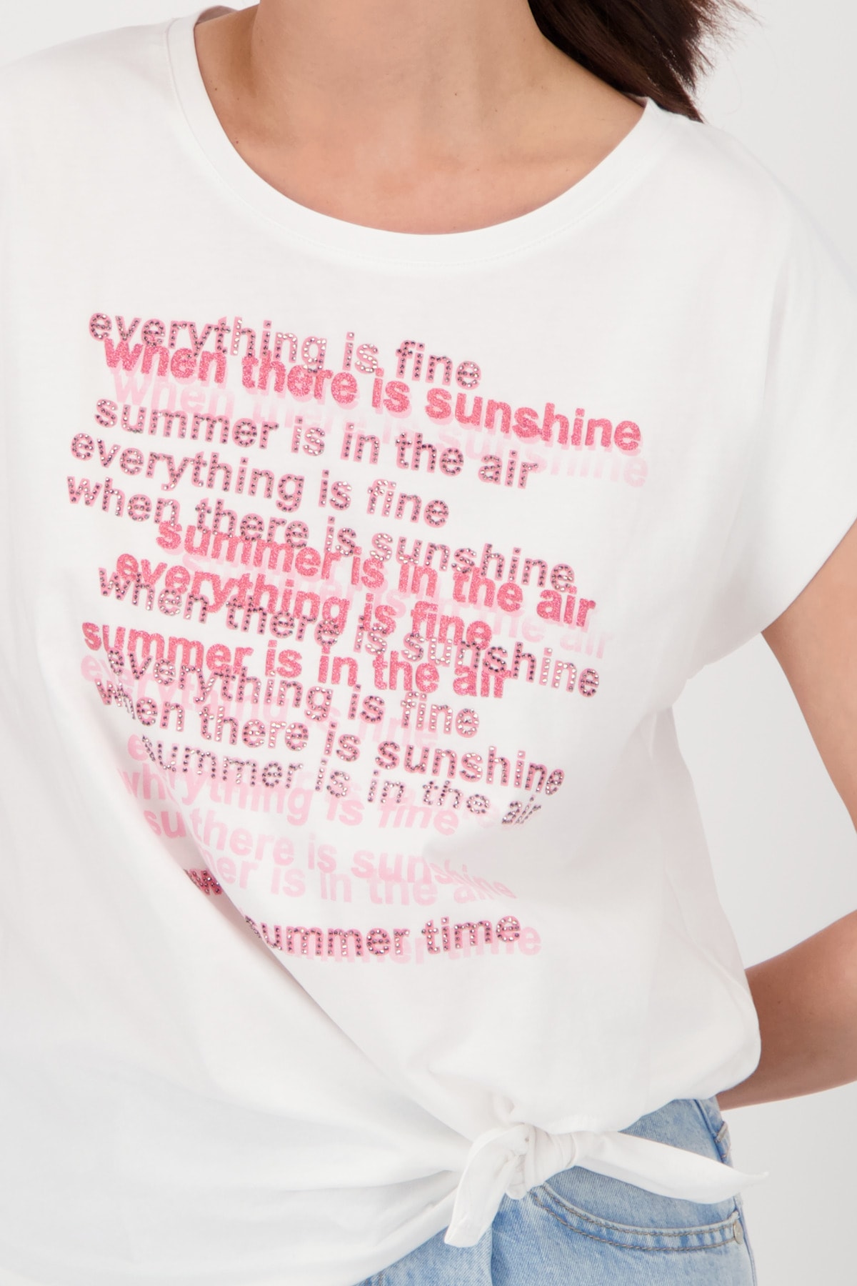 Monari T-Shirt »Shirt Schriftenmix«, Mit Rundhalsausschnitt