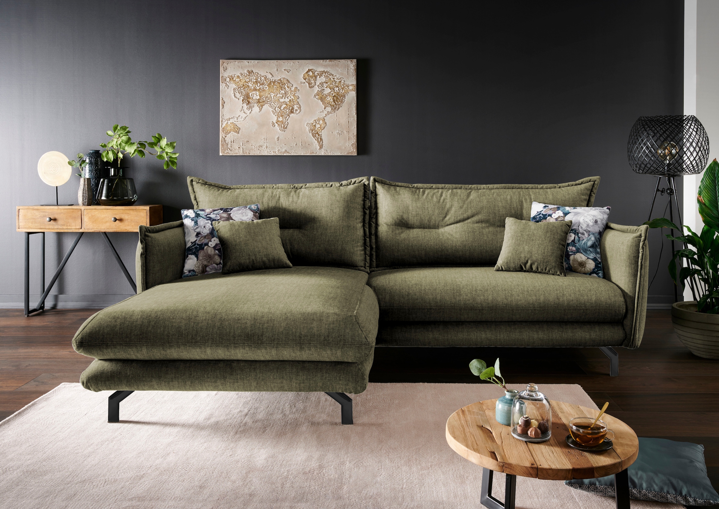 Home affaire Ecksofa "Lava modern & bequem, Breite 255cm, tolle Detailverarbeitung" Armlehnen verstellbar