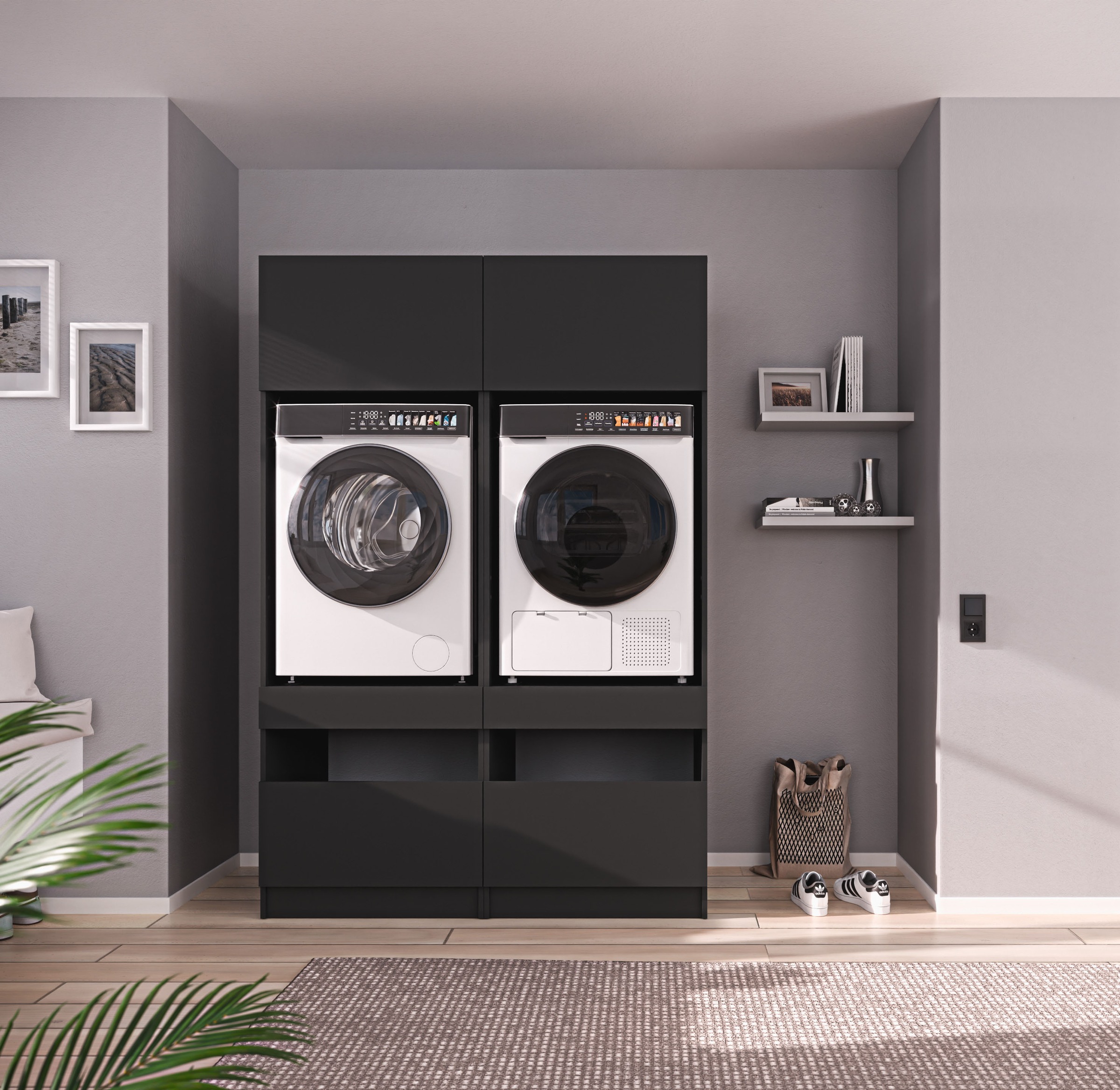 BASIC by Balculina Mehrzweckschrank-Set »Washhome B/T/H 135x68x200 cm« 2 Stk. tlg.