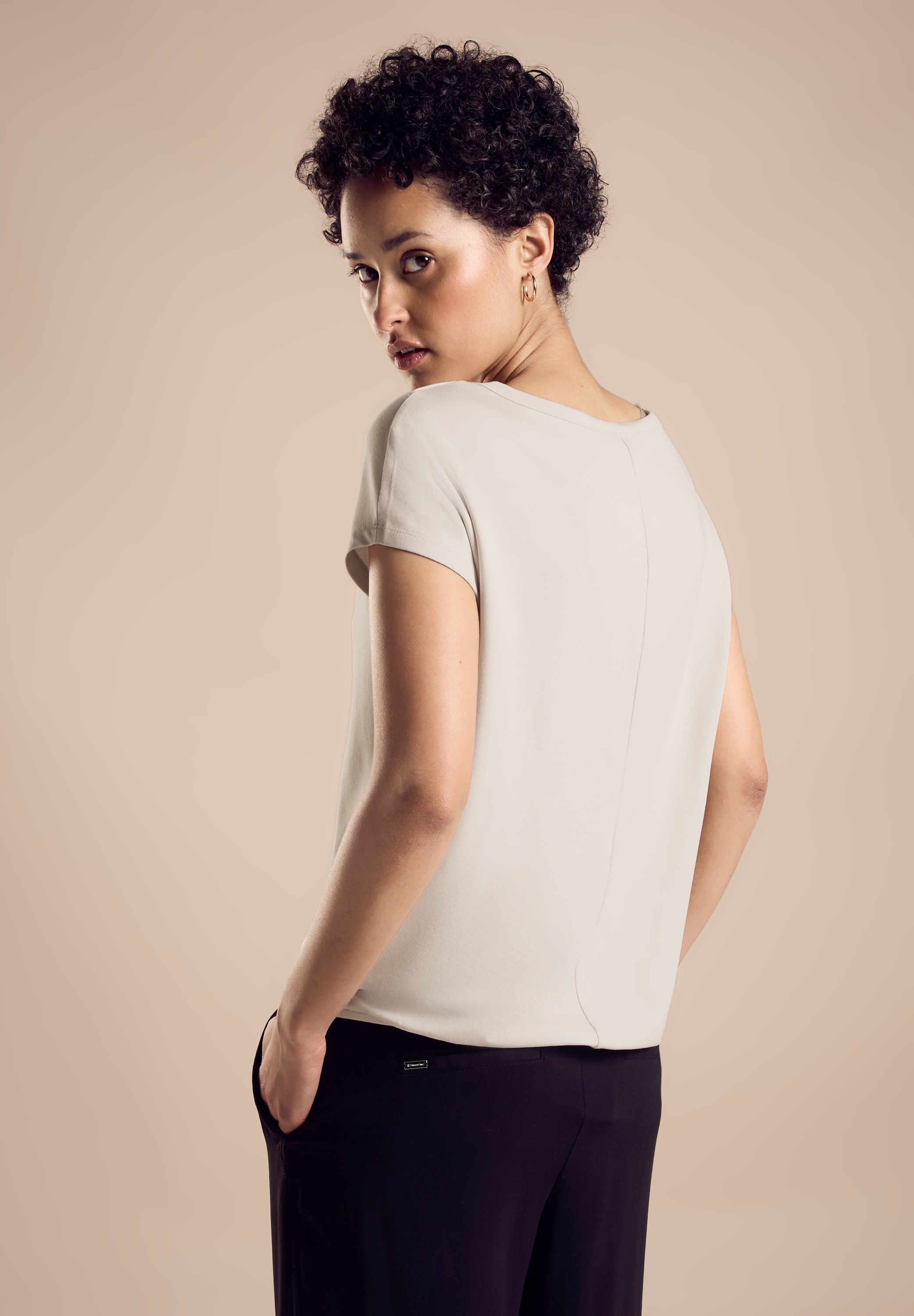 STREET ONE Shirttop, mit Glitzer Schriftzug