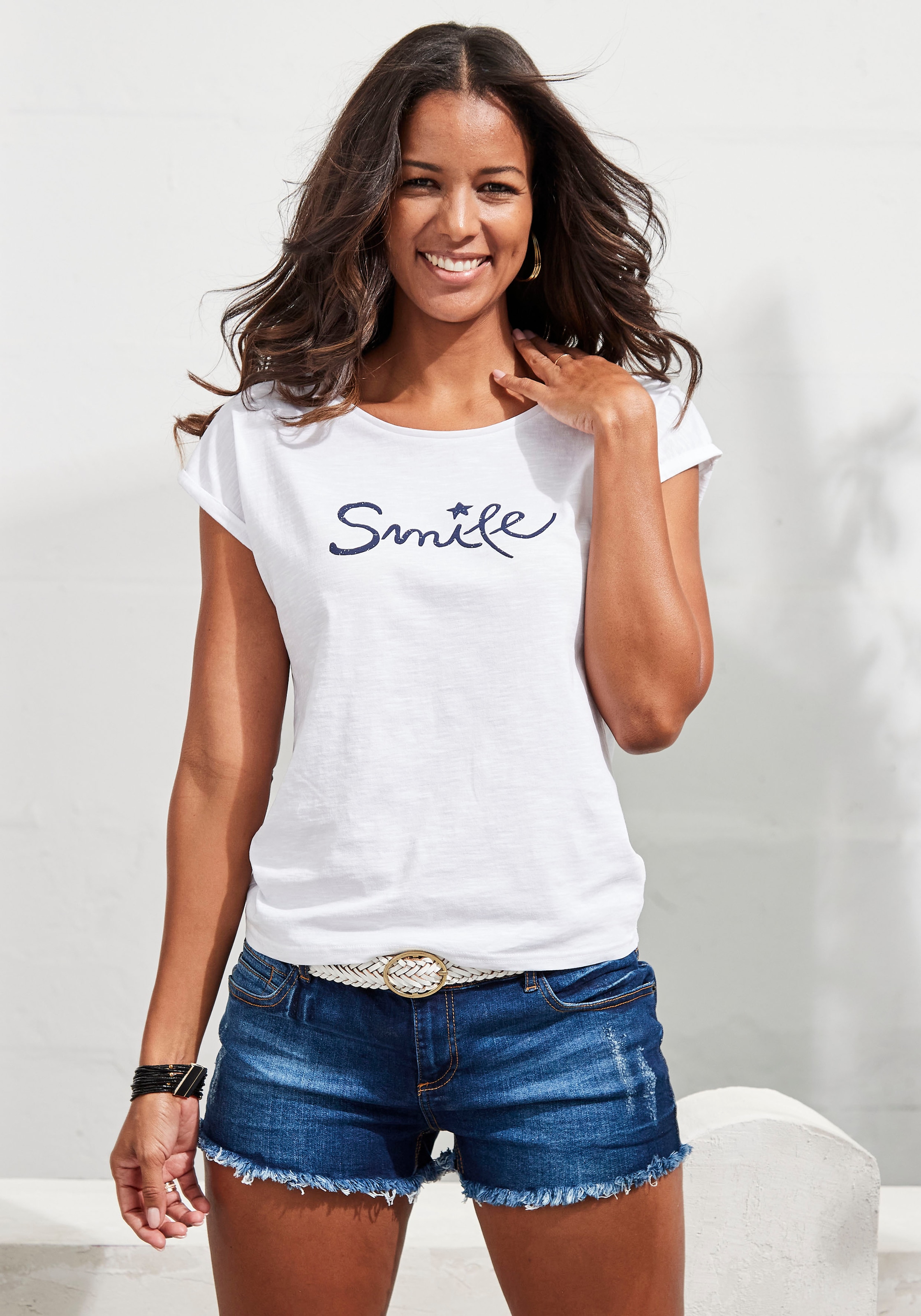 Beachtime T-Shirt "mit Frontdruck "Smile"", aus weicher Baumwoll-Qualität günstig online kaufen