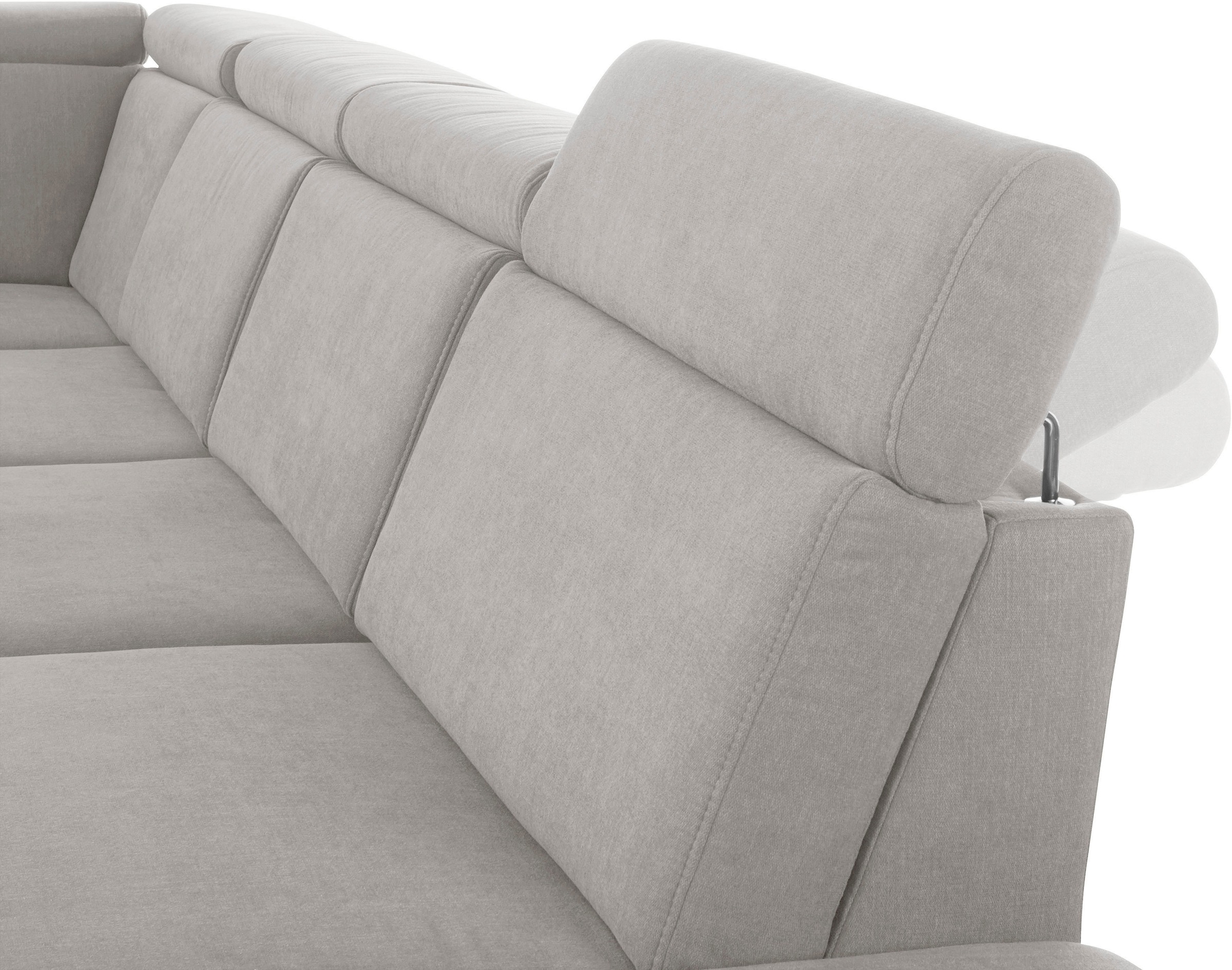 sit&more Wohnlandschaft »Brisbane U-Form«, Fußhöhe 15 cm, inklusive Sitztiefen-, Armteil- und Kopfteilverstellung