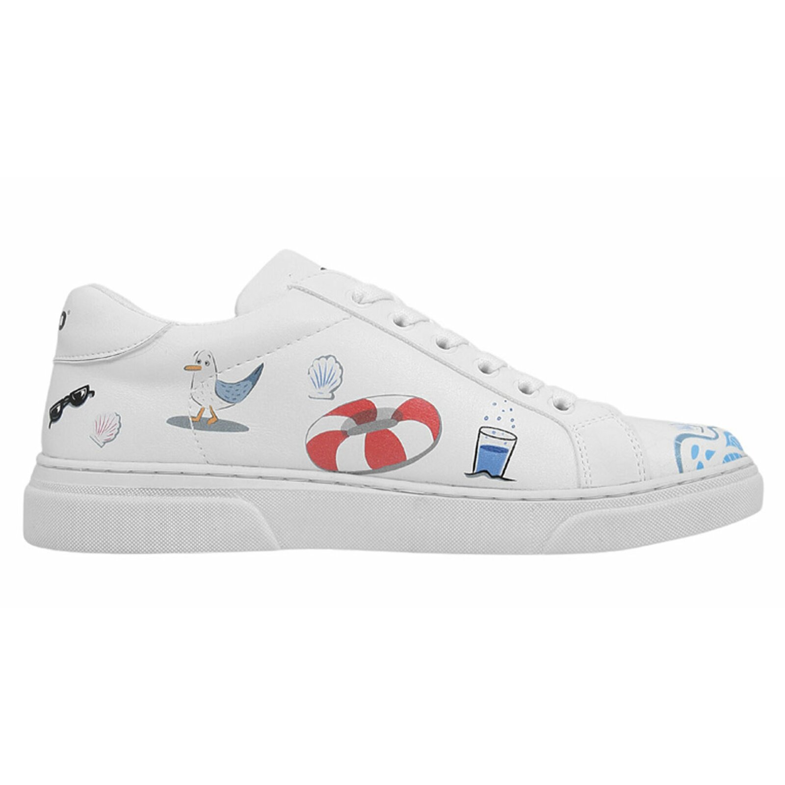 Thumbnail - DOGO Sneaker "Ace Low-Top Sneaker Cats On The Beach Damen Sneaker", Handgefertigt