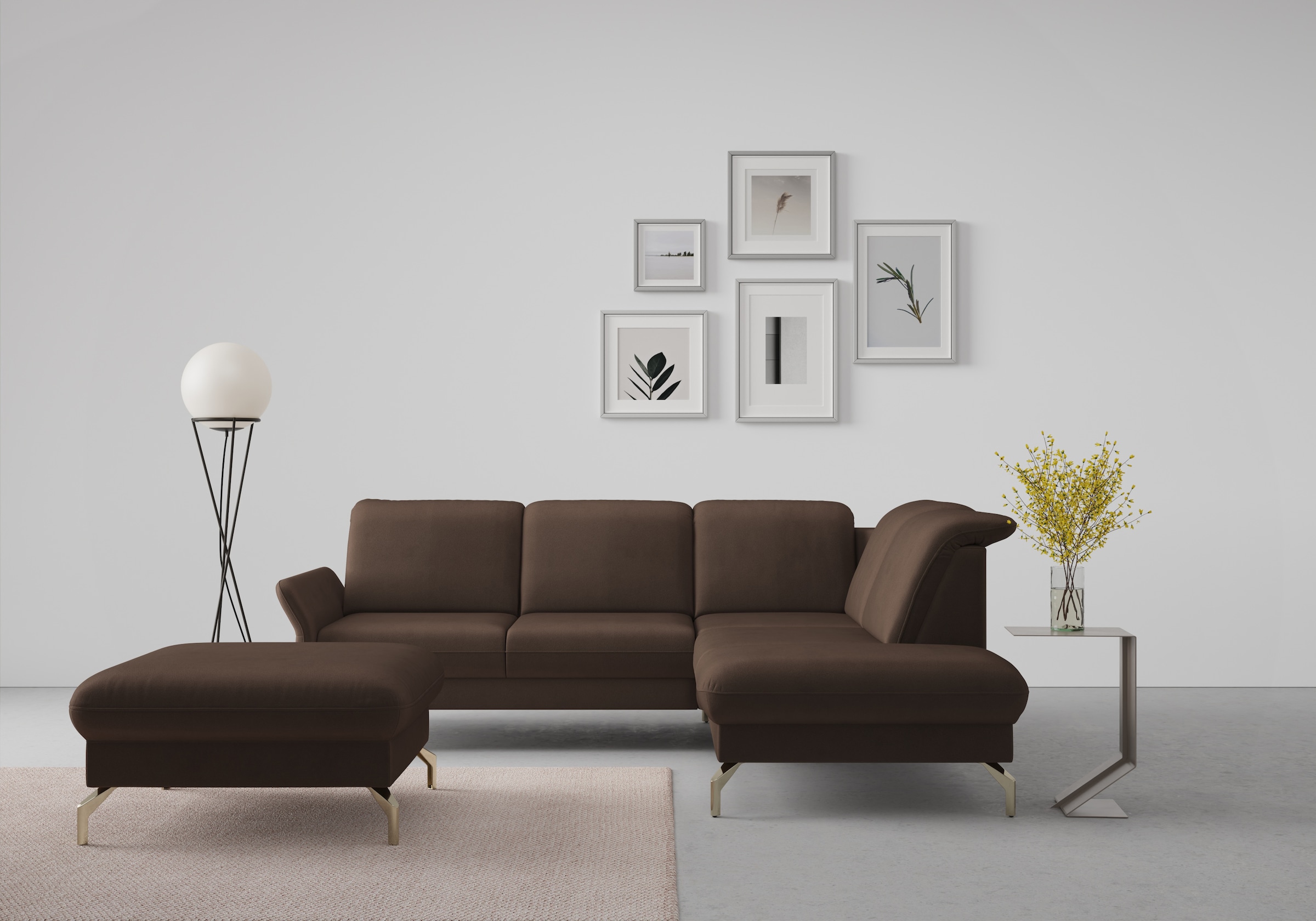 sit&more Ecksofa "Fashion L-Form" wahlweise mit Kopfteilverstellung, Vorziehsitz, motorisch, Nickelfüße
