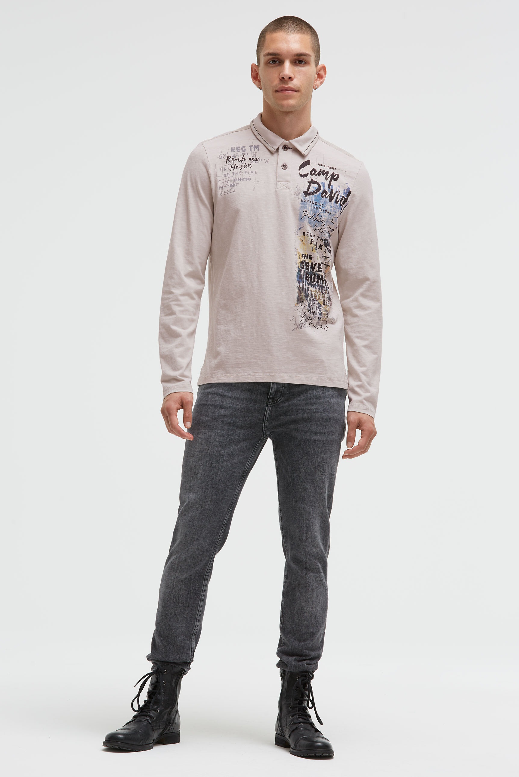 CAMP DAVID Poloshirt mit Seitenschlitze