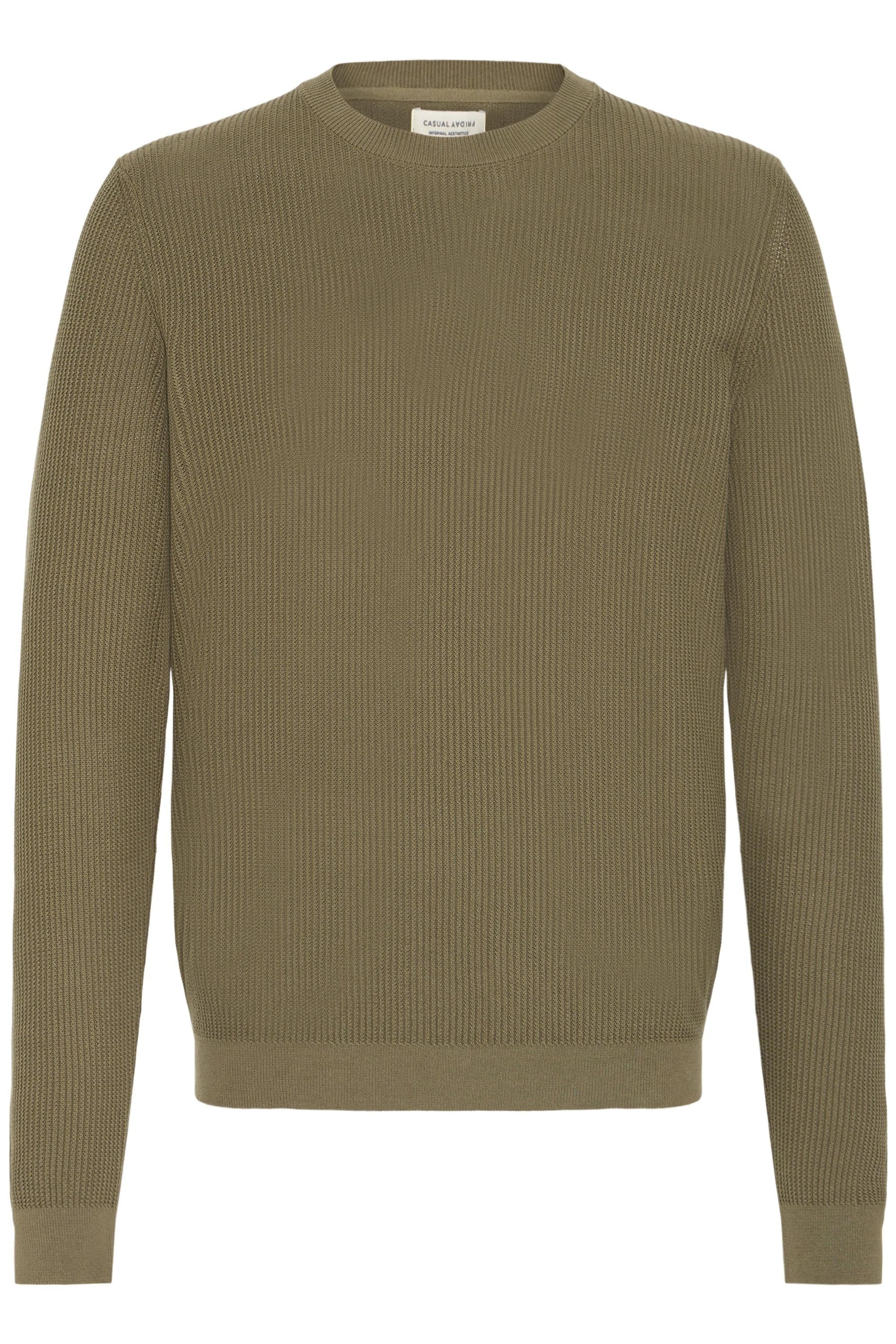 Strickfleece-Pullover CASUAL FRIDAY "Strickpullover CFNOAR", Herren, Gr. XXL, grün (sea turtle), Obermaterial: 100% Baumwolle CO., Pullover