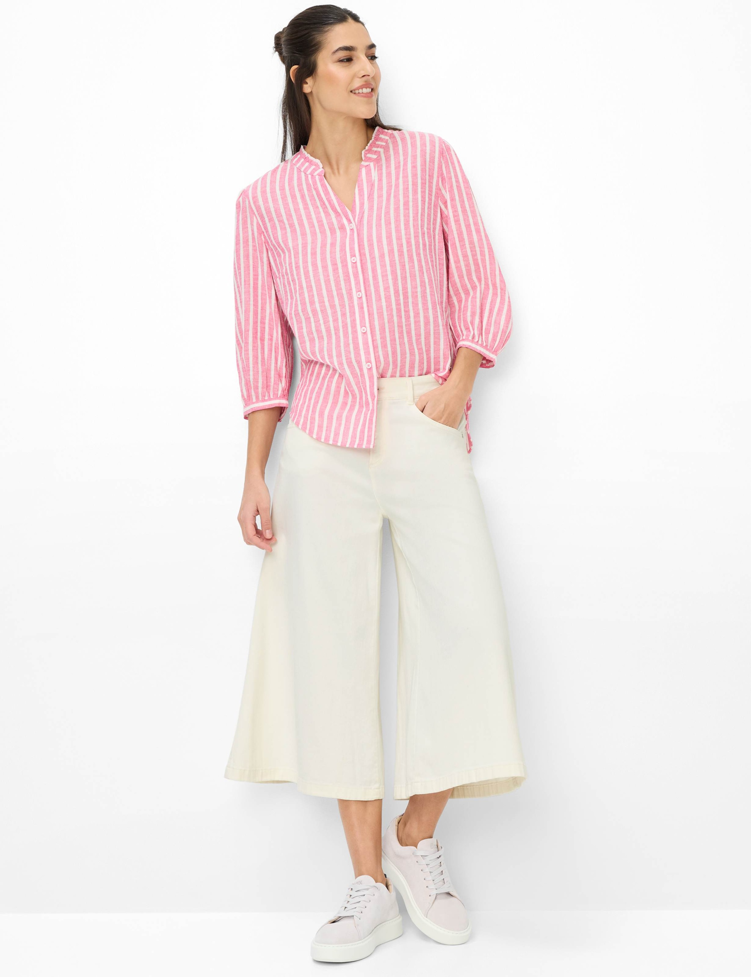 Klassische Bluse BRAX "Style VIOLET", Damen, Gr. 46, pink, Web, 55% Leinen, 44% Viskose, 1% Metallfaser, Blusen Bluse 2