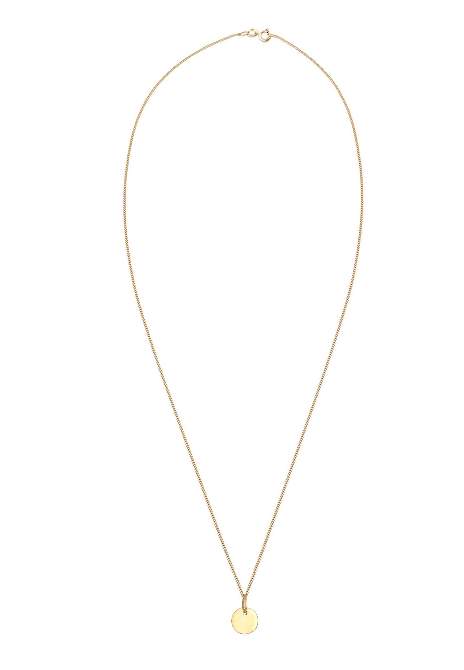 Elli Premium Kette mit Anhänger »Plättchen Coin Rund 585 Gelbgold (14 Karat)«