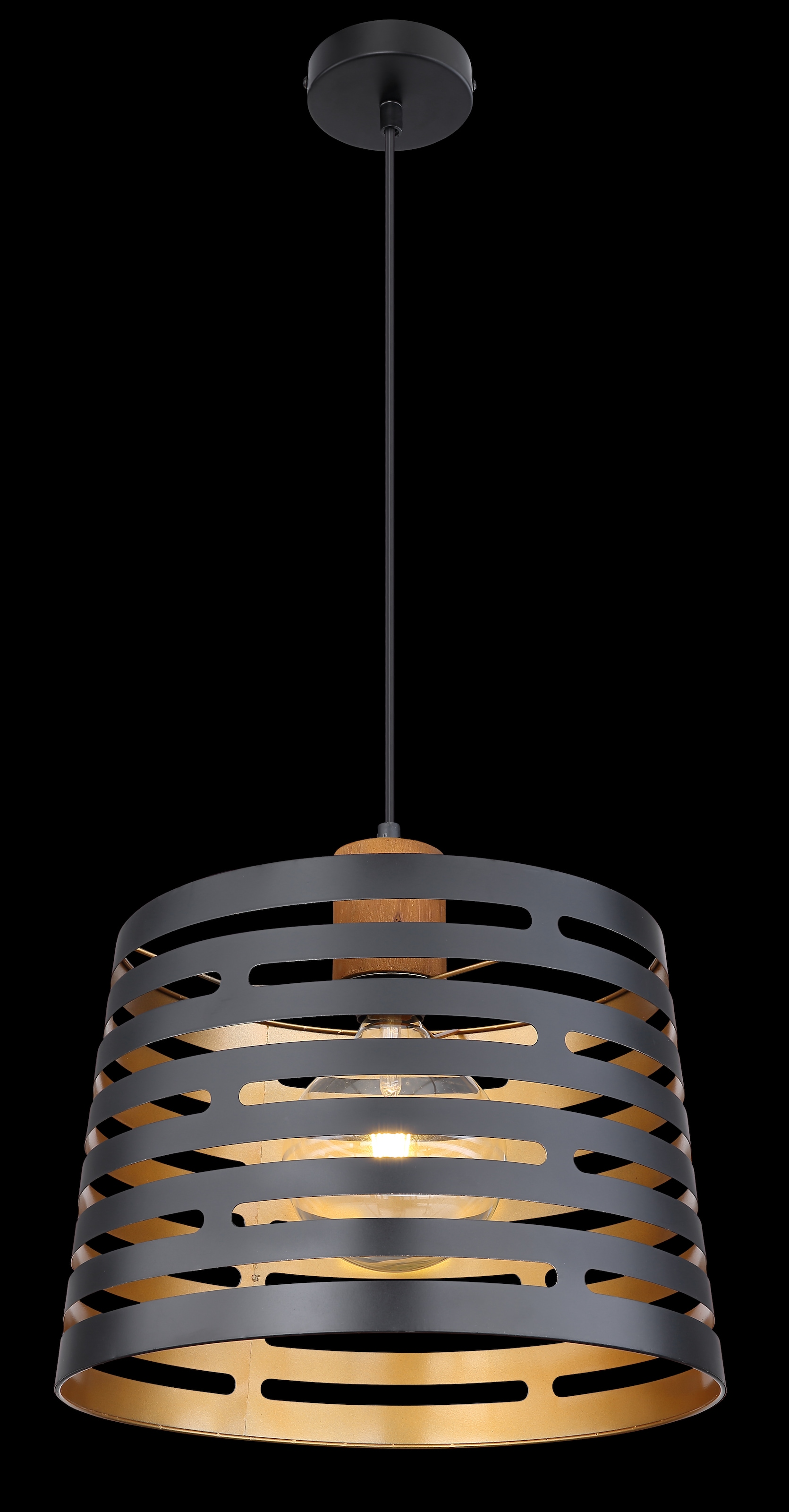 GLOBO LIGHTING Hängeleuchte »ABLONA«, Leuchtmittel E27 | ohne Leuchtmittel, Hängelampe/Pendelleuchte/Holz/goldfarben/Höhe kürzbar