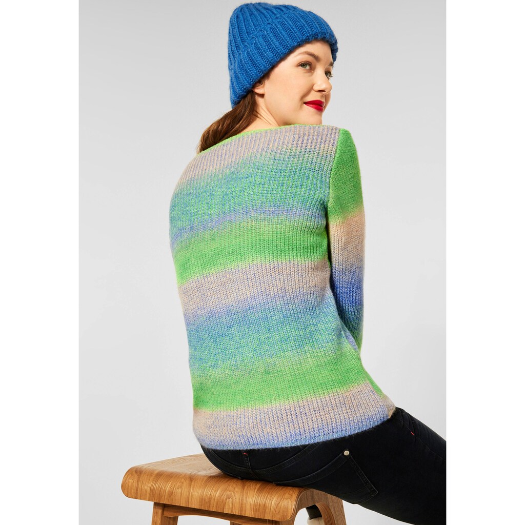 Damenmode Pullover STREET ONE Strickpullover, im Multicolour-Style apfelgrün-mehrfarbig Damenmode Pullover STREET ONE Strickpullover, im Multicolour-Style apfelgrün-mehrfarbig