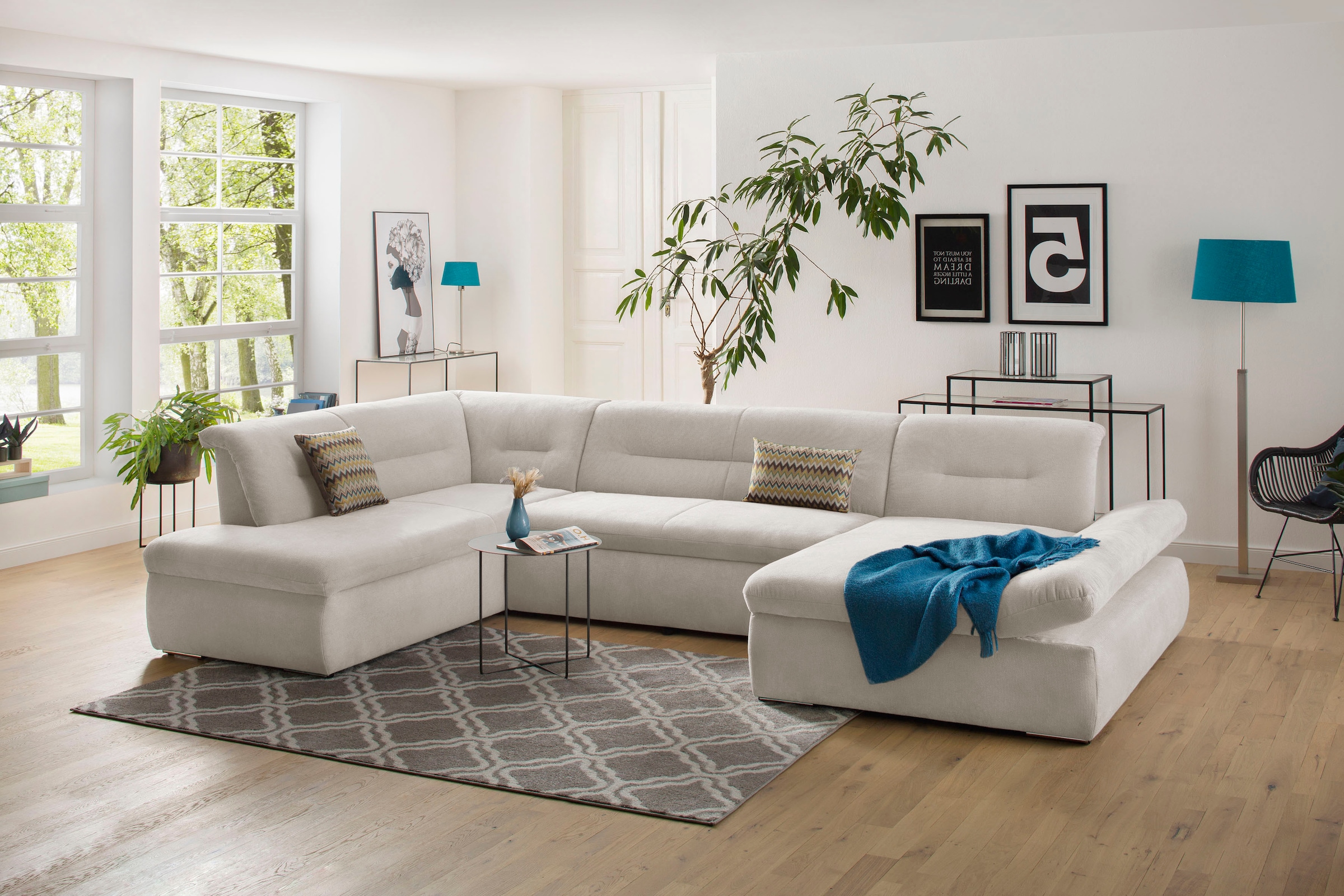 Home affaire Wohnlandschaft "Avesa U-Form" Wahlweise mit Armteilverstellung günstig online kaufen