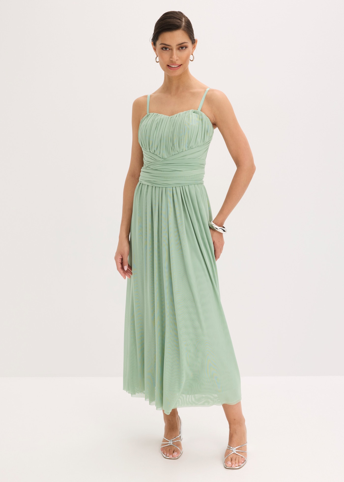 bonprix Maxikleid Maxi-Länge, ohne Ärmel, Regular Fit, aus Mesh-Obermaterial