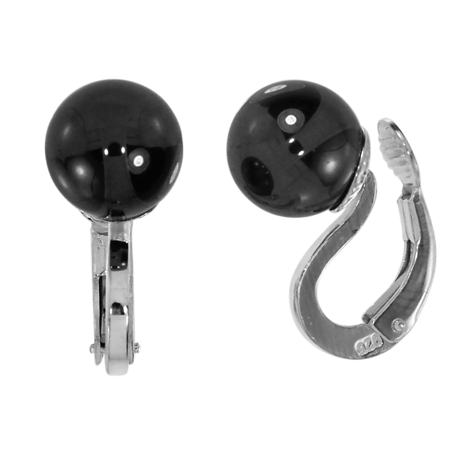 OSTSEE-SCHMUCK Damen Paar Ohrclips "Ostsee-Schmuck Ohrclip Kugel 9 mm Ohrclip Kugel 9 mm", 15 x 9mm, Silber 925 (Sterlingsilber), weiß, Silber 925