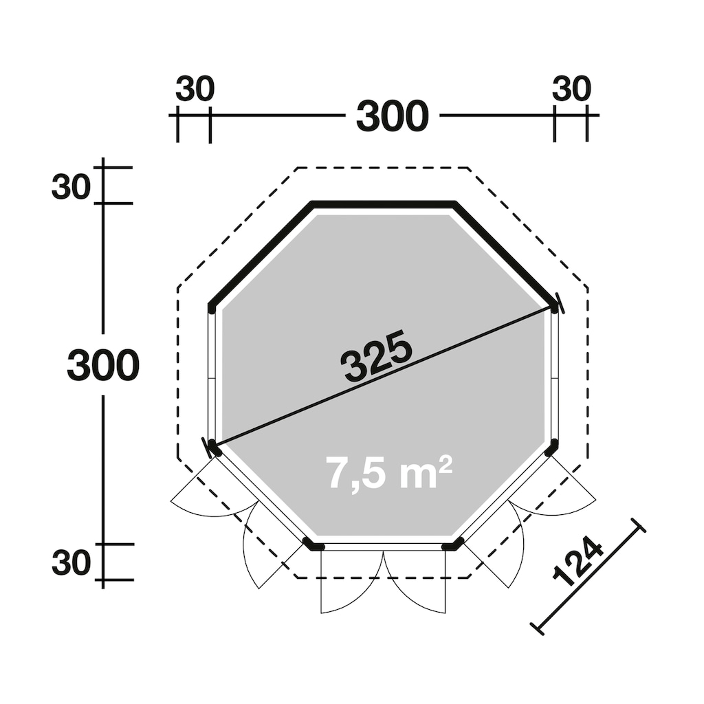 Wolff Holzpavillon »Milano 3.0«, (Set), BxT: 360x360 cm, mit Dachschindeln und Fußboden